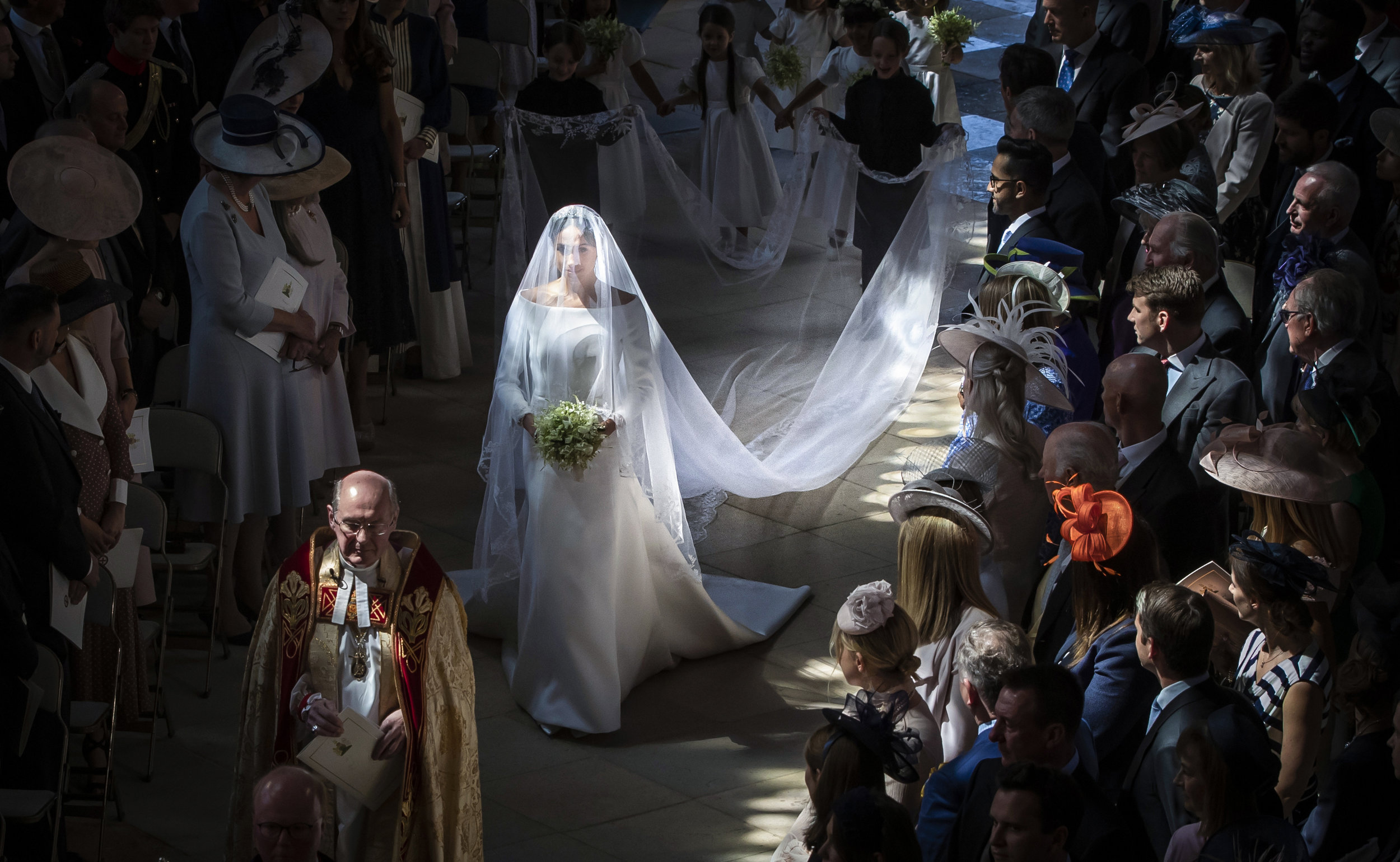  Meghan Markle walks down the aisle in St George's Chapel at Windsor Castle during her wedding to Prince Harry.
Photo by Danny Lawson, 19 May 2018
 