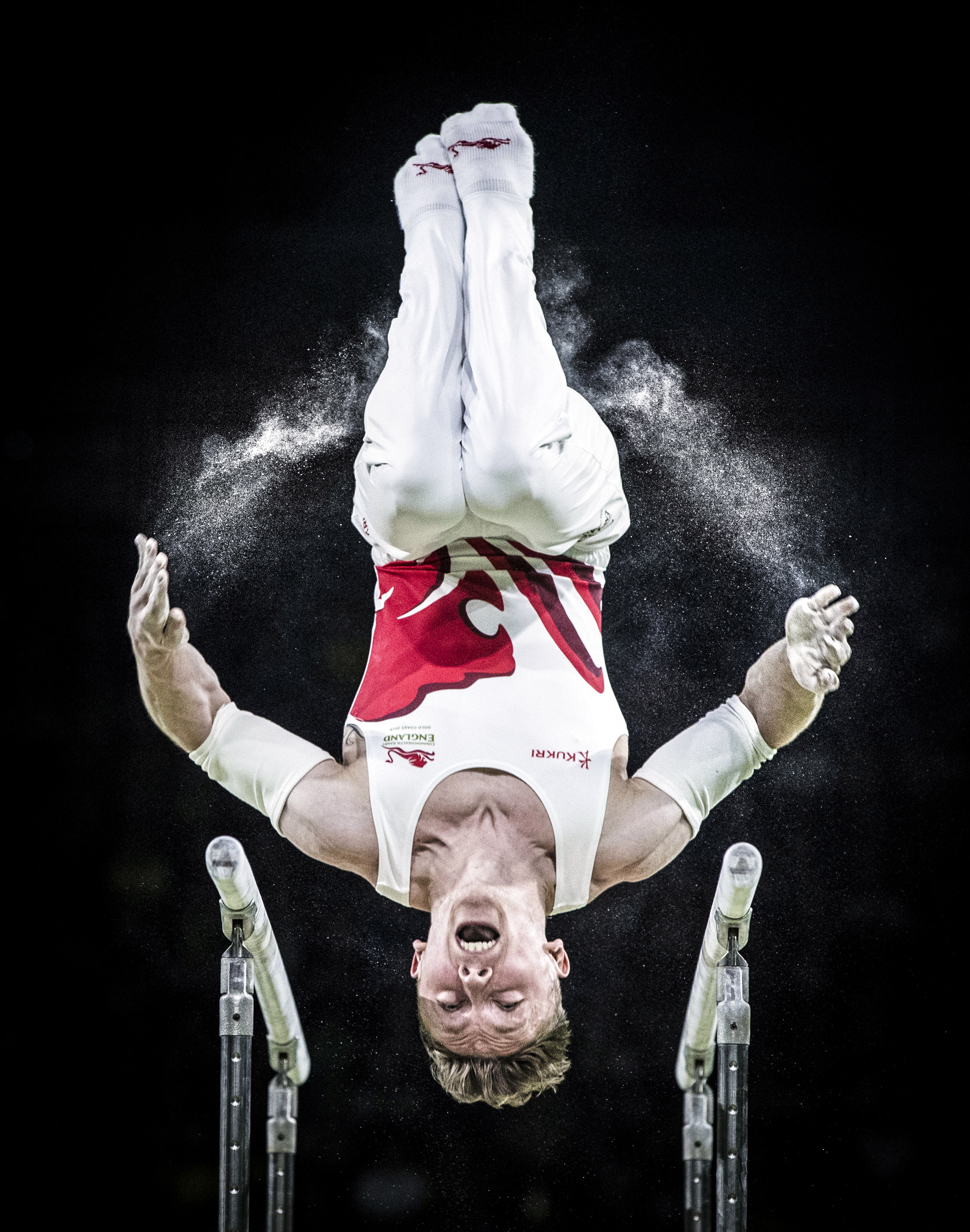  England's Nile Wilson wins Silver on the Men's Parallel Bars at the Coomera Indoor Sports Centre during day five of the 2018 Commonwealth Games in the Gold Coast, Australia.
Photo by Danny Lawson, 09 April 2018
 