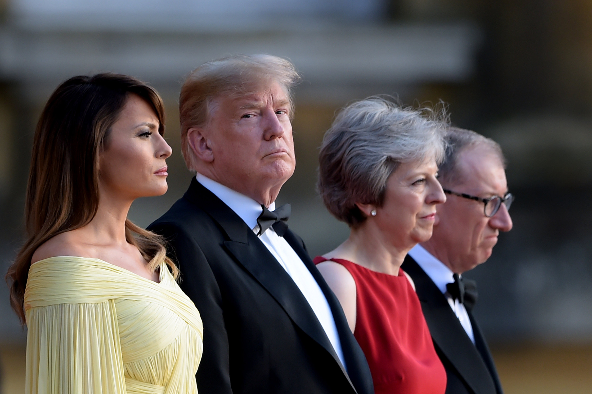  Melania Trump, President Donald Trump, Prime Minister Theresa May, and Philip May at Blenheim Palace, Oxfordshire.
Photo by James Veysey, 12 July 2018
 