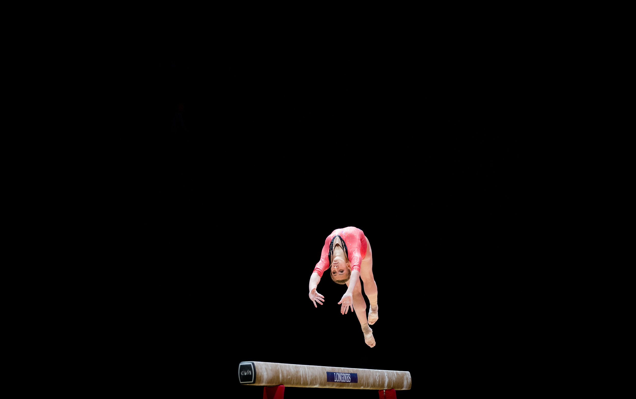  Viktoriia Komova of Russia performs during the women's beam finals on day ten at the 46th FIG Artistic Gymnastics World Championships in Glasgow. 