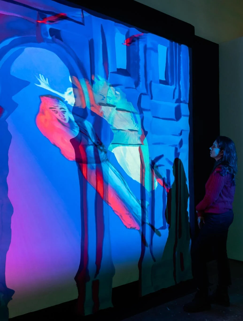 Hecate’s Palladio, 2019, video projection, dye on theatrical drop