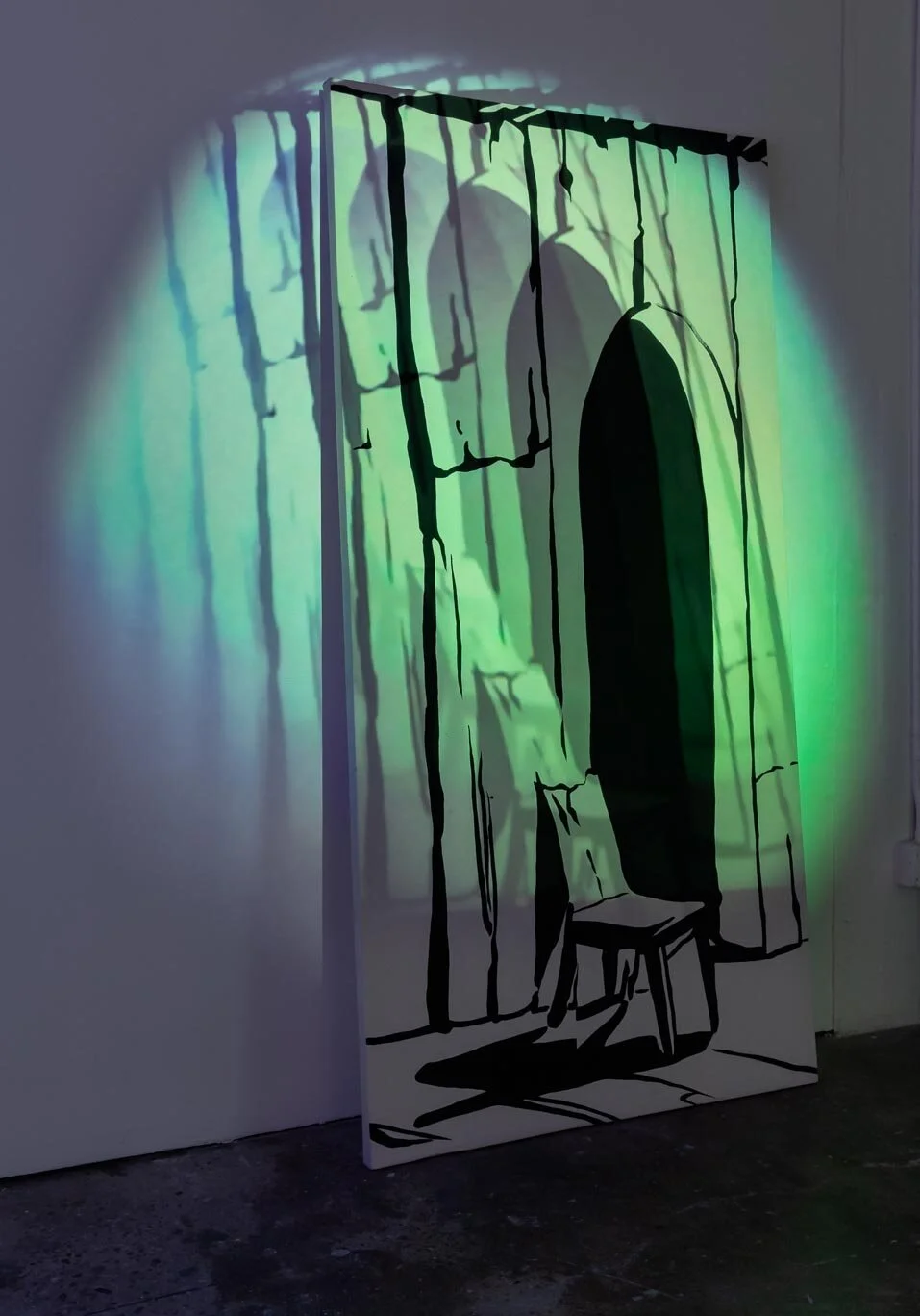 A Door, 2019, acrylic on canvas, 2 webcams, projector