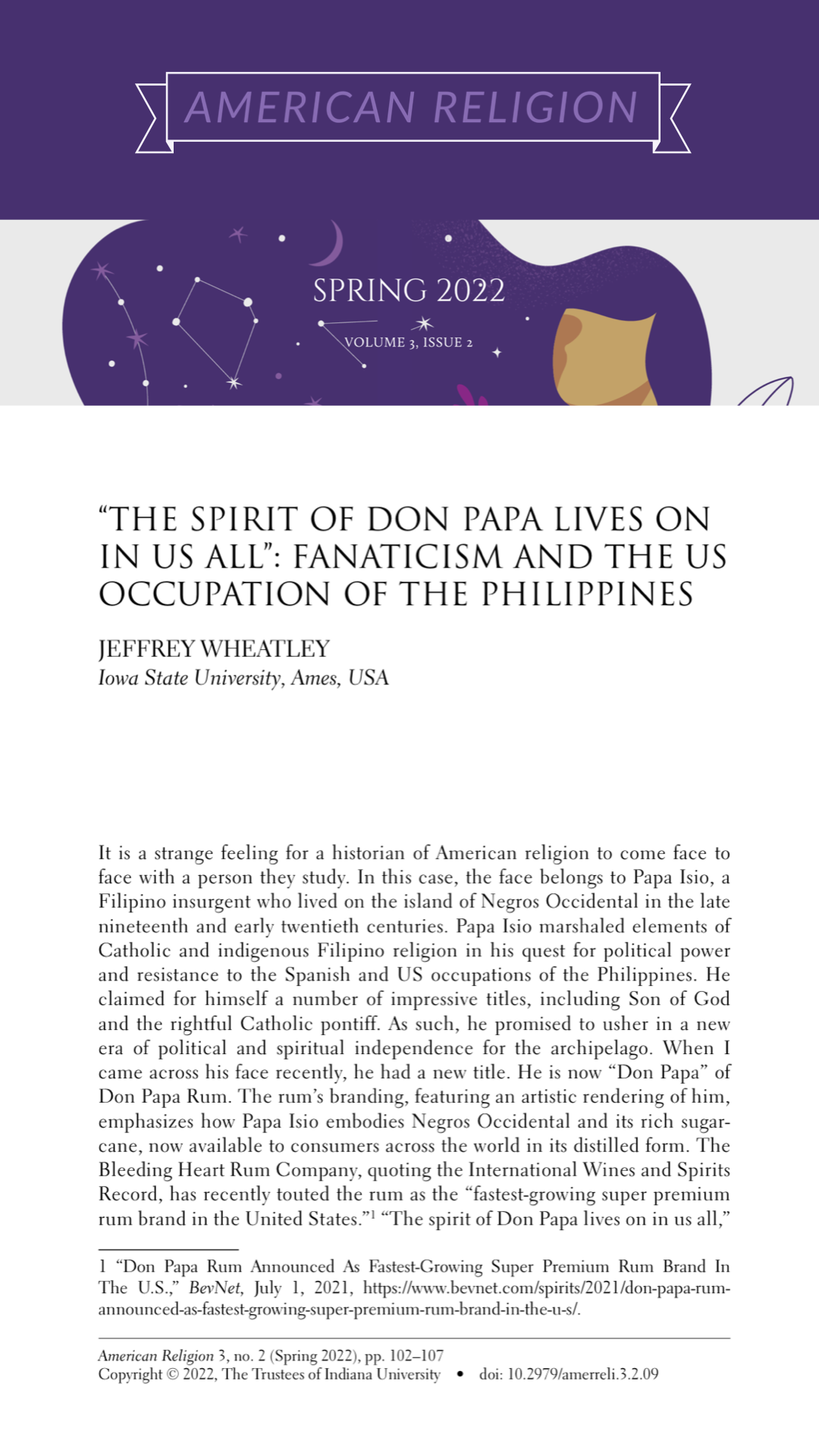 “The Spirit of Don Papa Lives on in Us All”: Fanaticism and the US Occupation of the Philippines