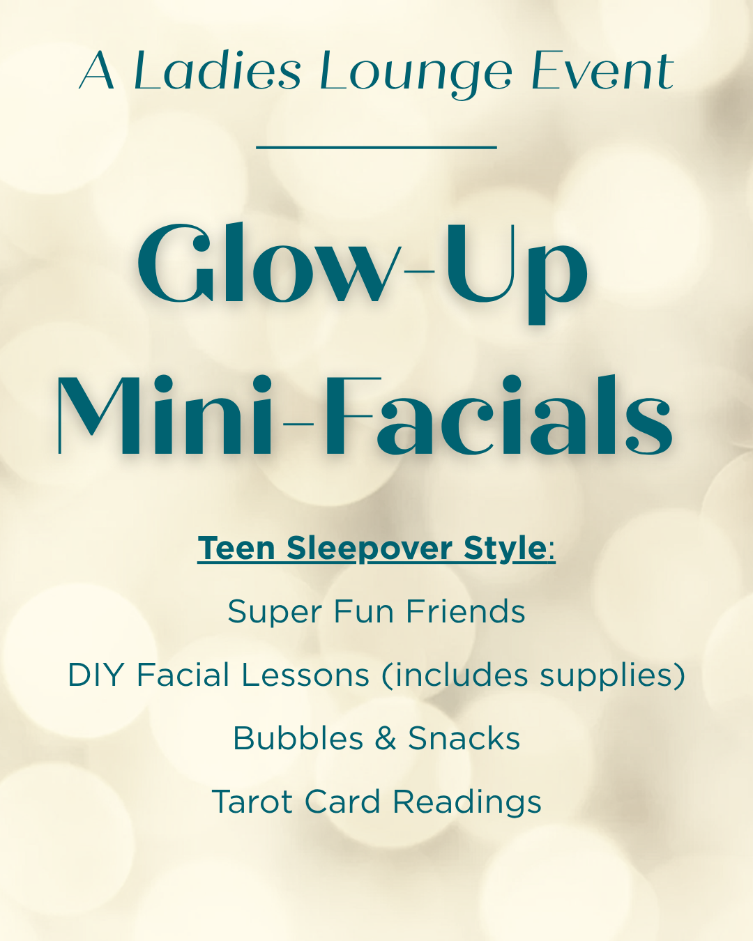 A Ladies Lounge Event:  Glow-Up Mini-Facials
