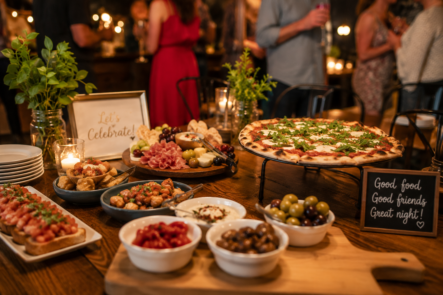 Private Party Food Options: How to Plan Bites, Pizza Nights, and "Enough to Feel Like Dinner"