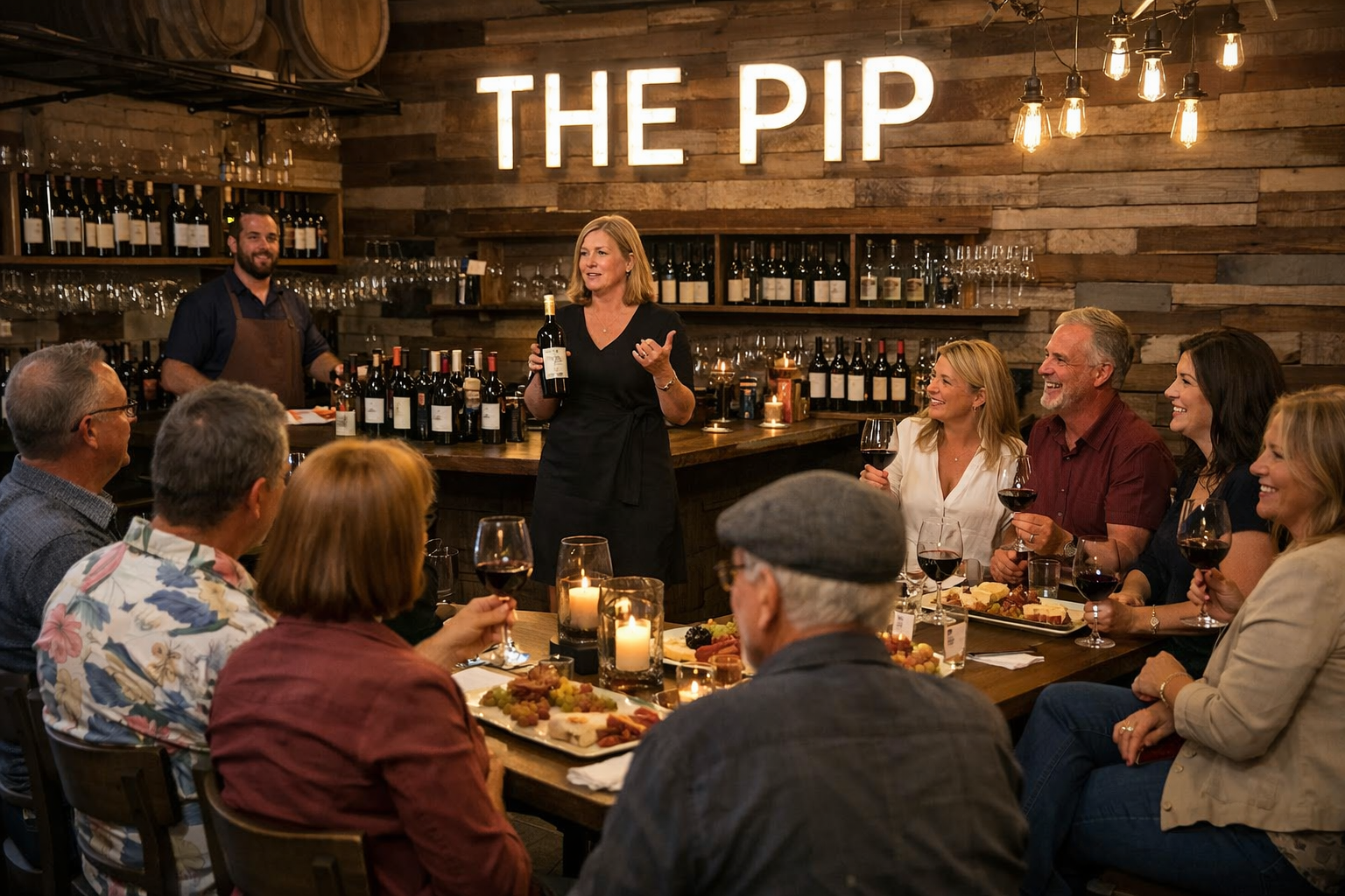 Wine club members at exclusive tasting event at The Pip in Downtown Dixon