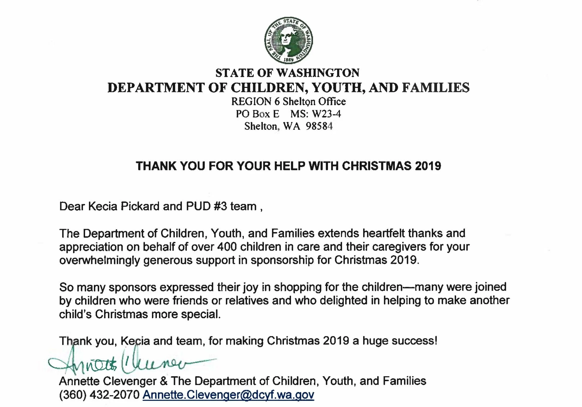 Thank Your For Your Help With Christmas 2019