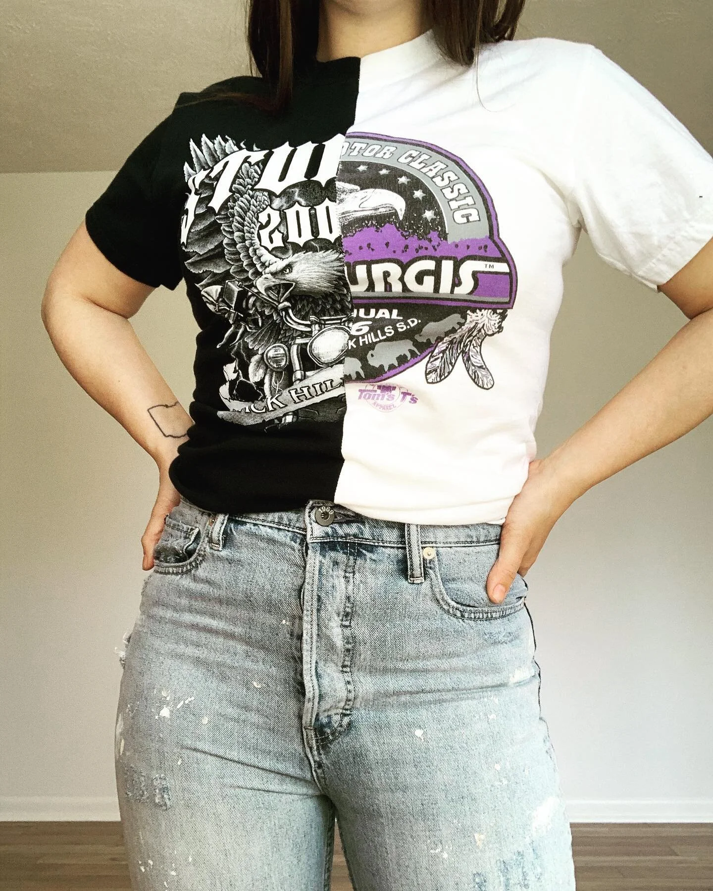 #Y2K #Sturgis Bike Rally half n half tees available $39 ✨ Size small
 📨Dm to purchase 
✂️ can be cropped at no additional charge