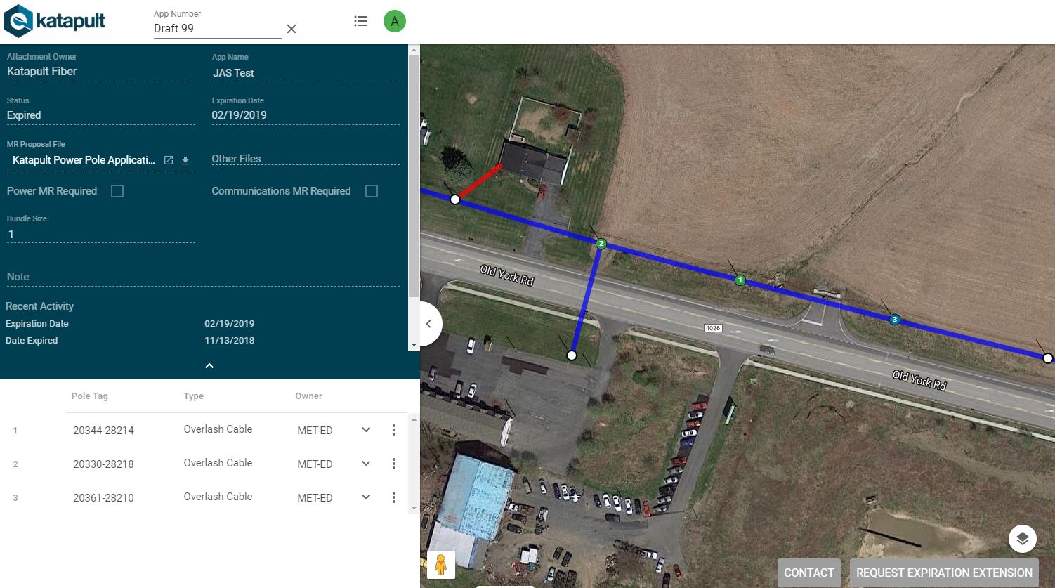 Katapult's pole application portal with google maps API underlain