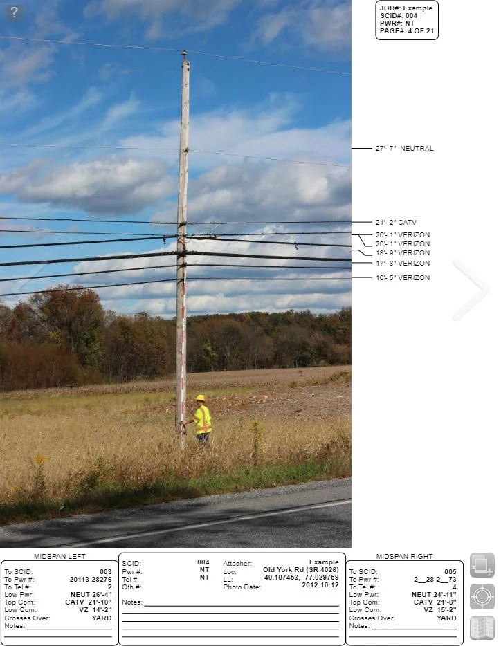 An example ole sheet with documentation regarding the pole in question