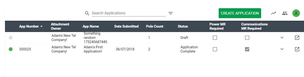 user interface for katapult's joint use pole application portal