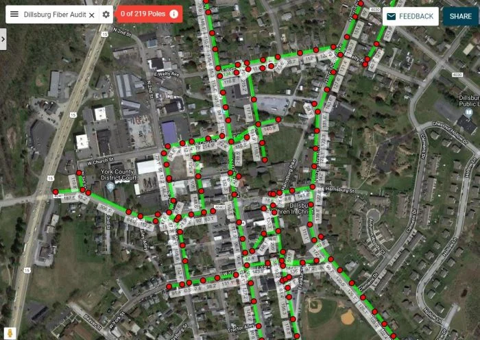 Katapult Pro's geo-mapper with pole lines overlayed