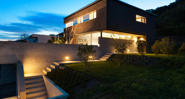 basic image of a house with it's lights turned on