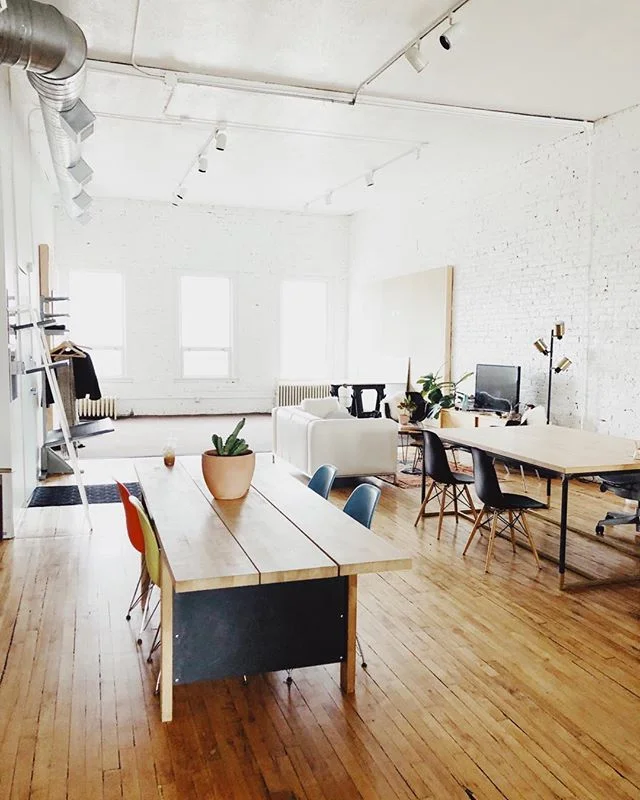 New studio! Blank slate. We&rsquo;ll have to have you over sometime soon. In the mean time, enjoy this lovely vision of clear tabletops and open windows before we mess it all up. #springclean