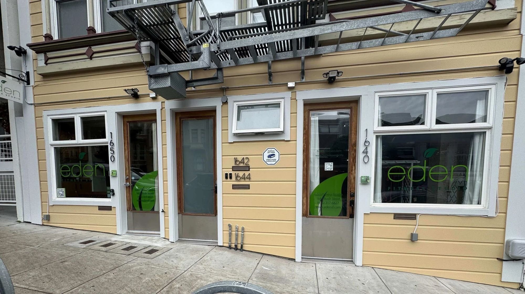 Exterior of Eden Fitness Studio at 1640 and 1650 Bush Street, San Francisco