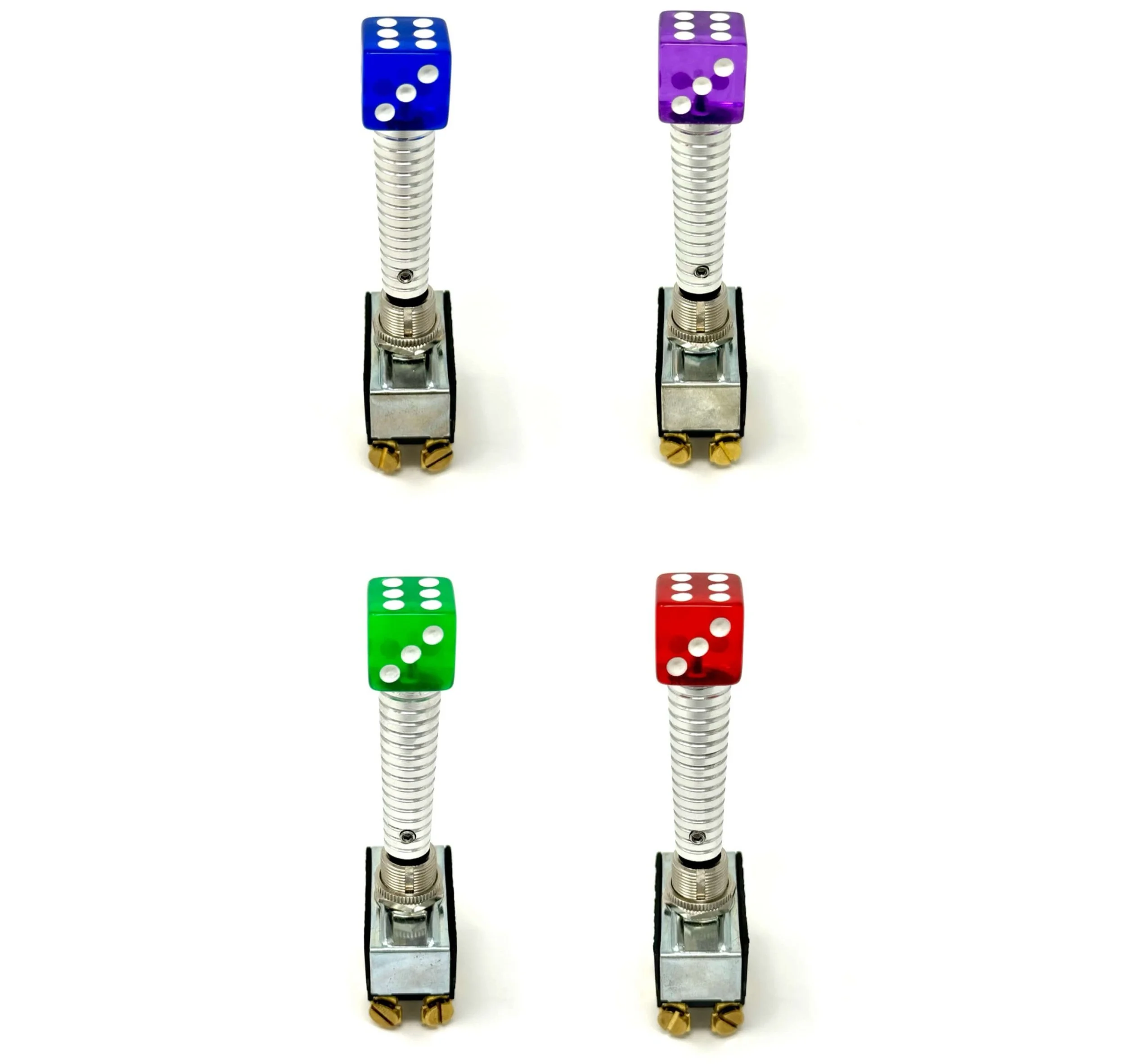 Extended Polished Ribbed Toggle Switch Extension with Any Color Dice Tip