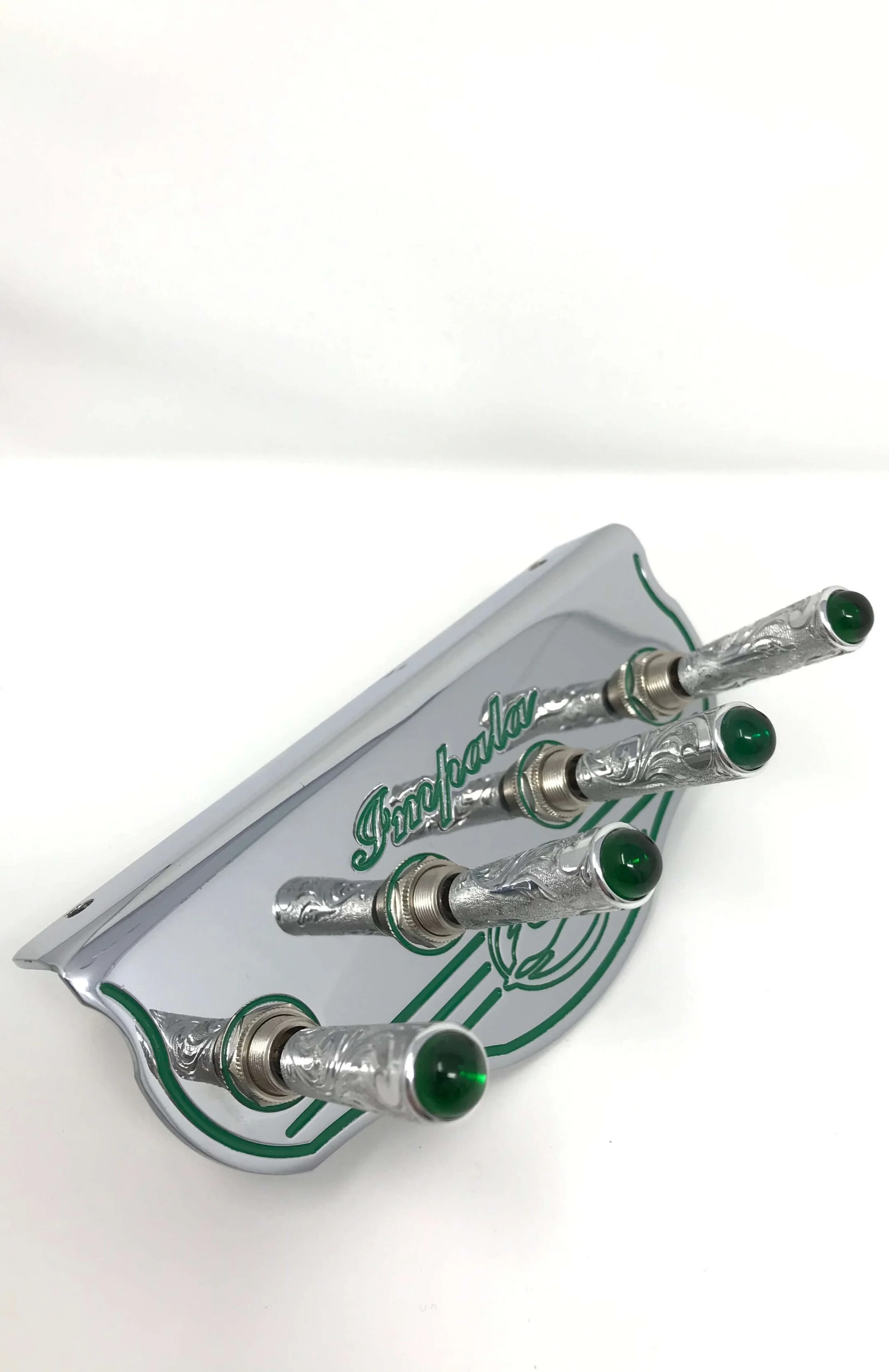 Impala Green w/ Engraved Green Cabochon Gemstones