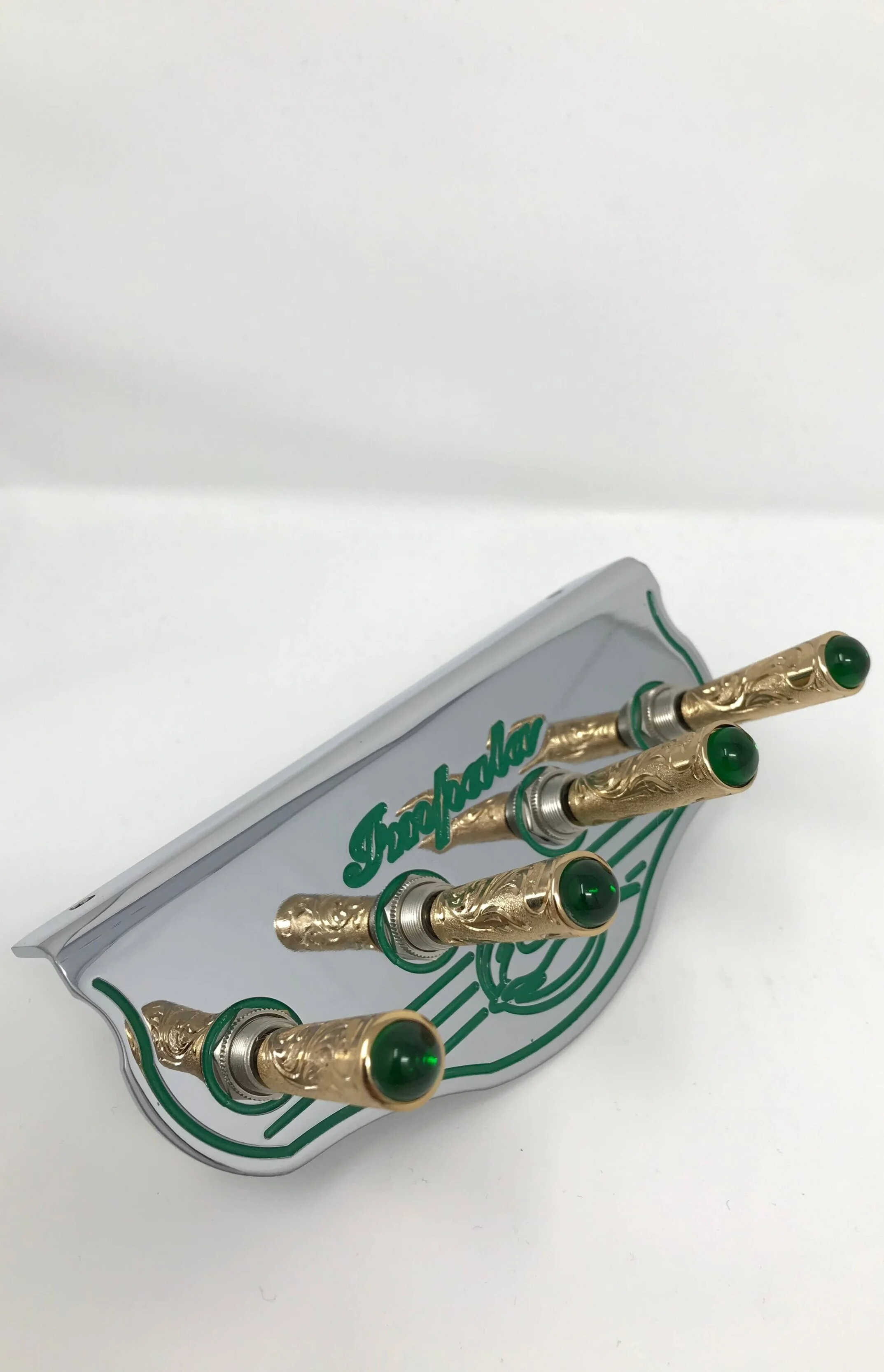 Impala Green w/ Gold Engraved Green Cabochon Gemstones