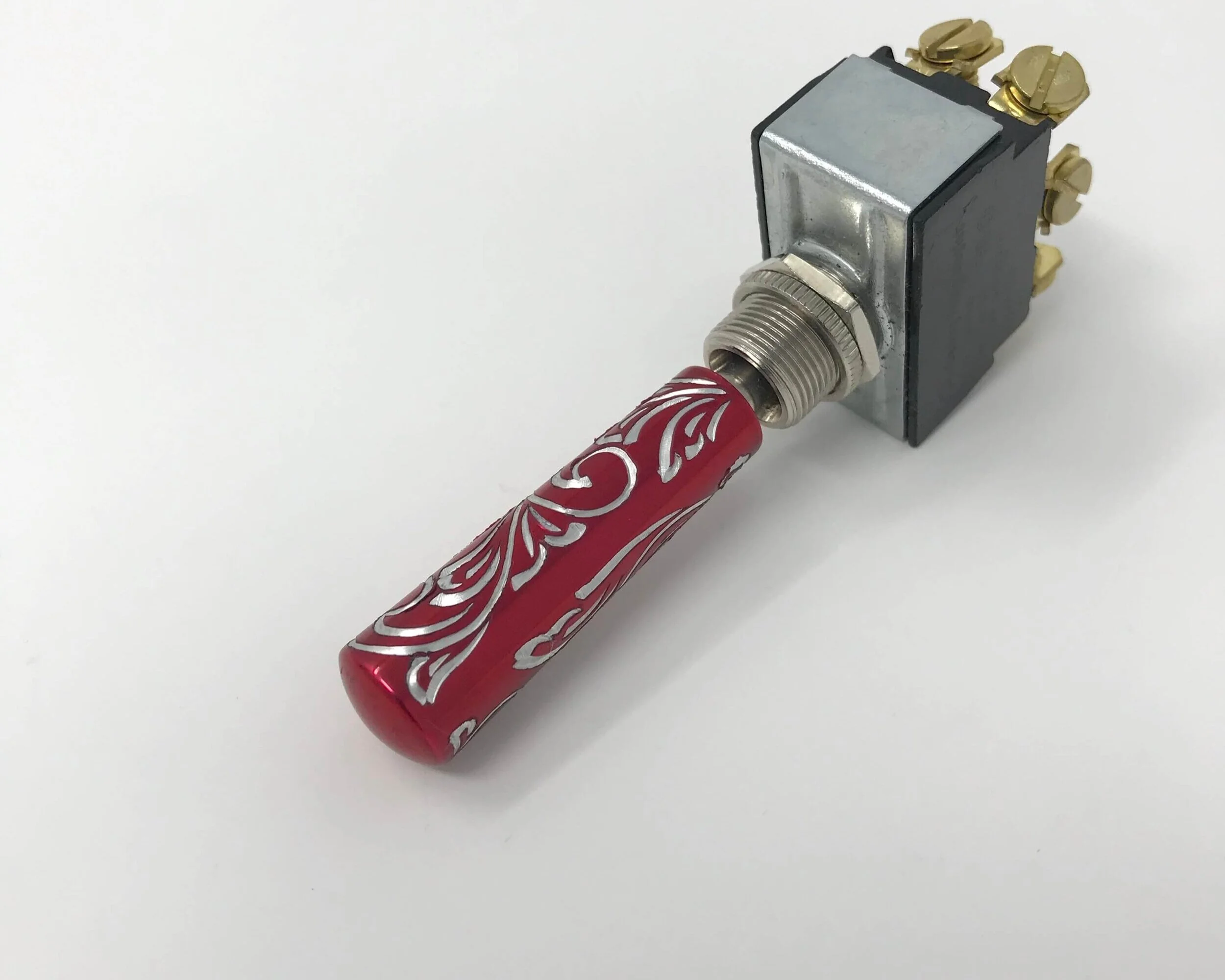 Candy Apple Red / Silver Engraved Toggle Switch Extension FAMS For
