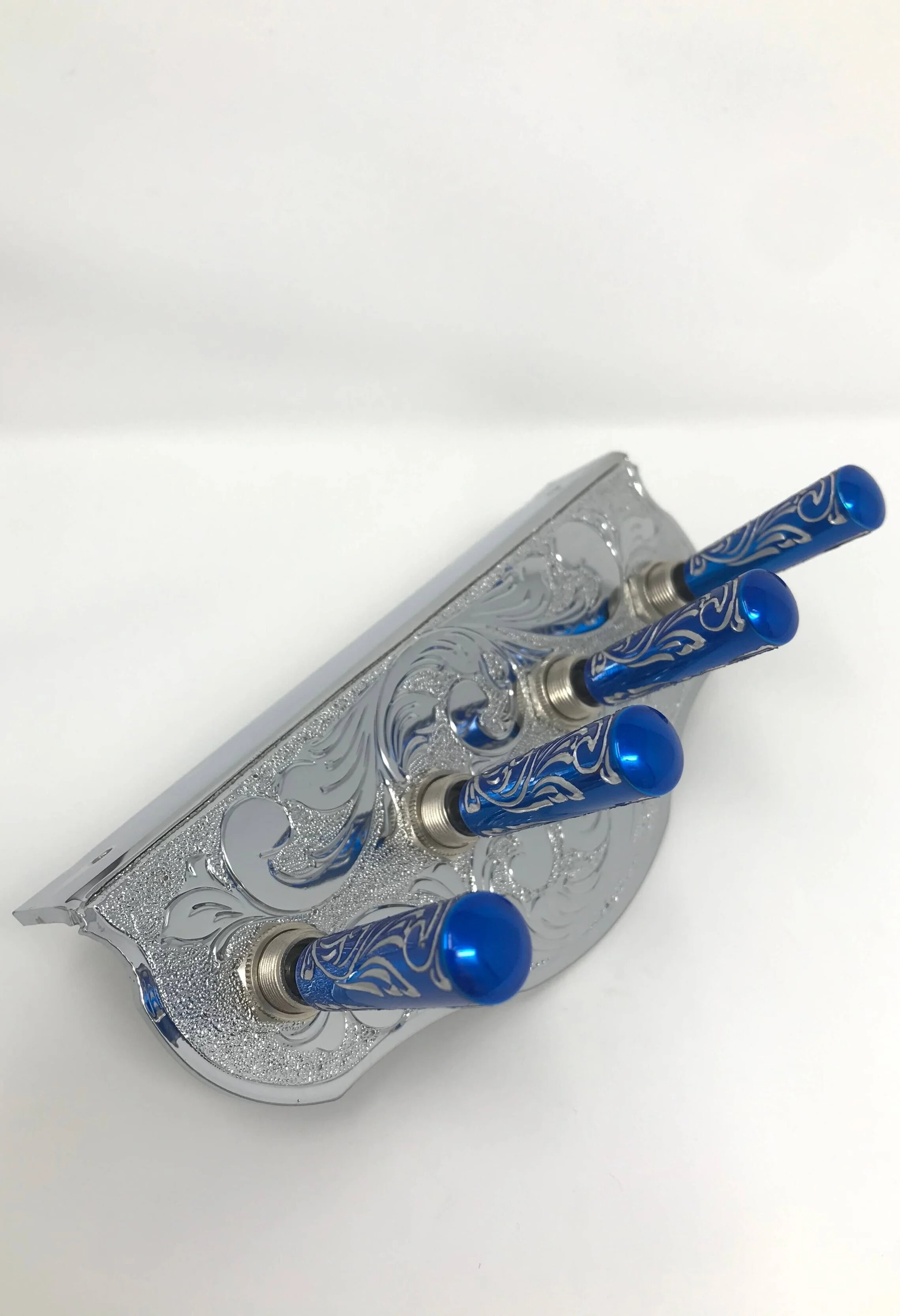 Engraved Chrome w/ Candy Blue / Silver Engraved