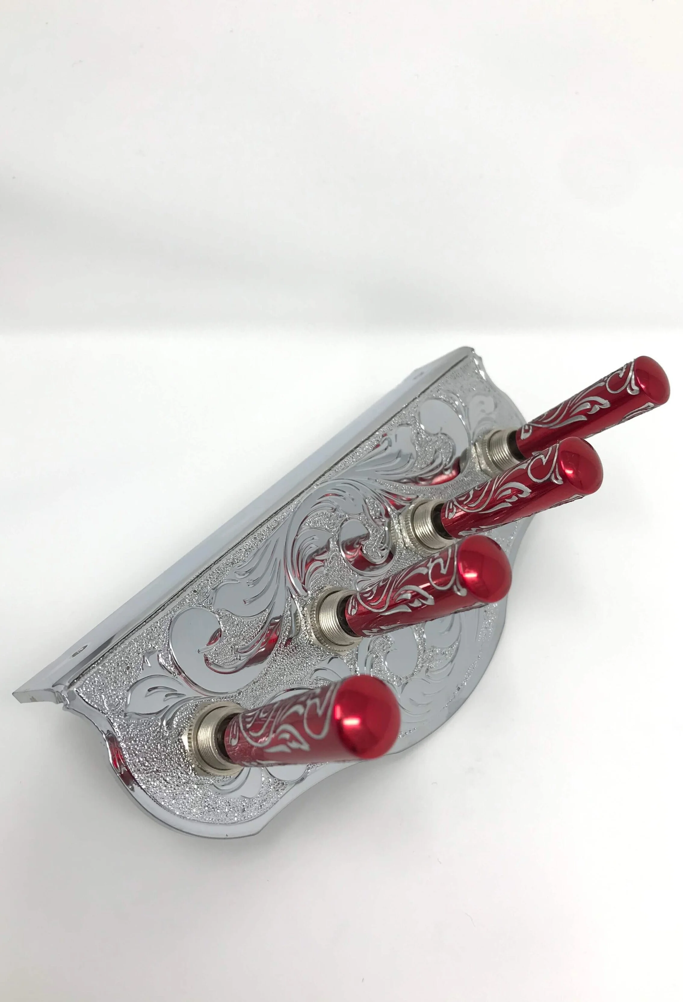 Engraved Chrome w/ Candy Apple Red / Silver Engraved
