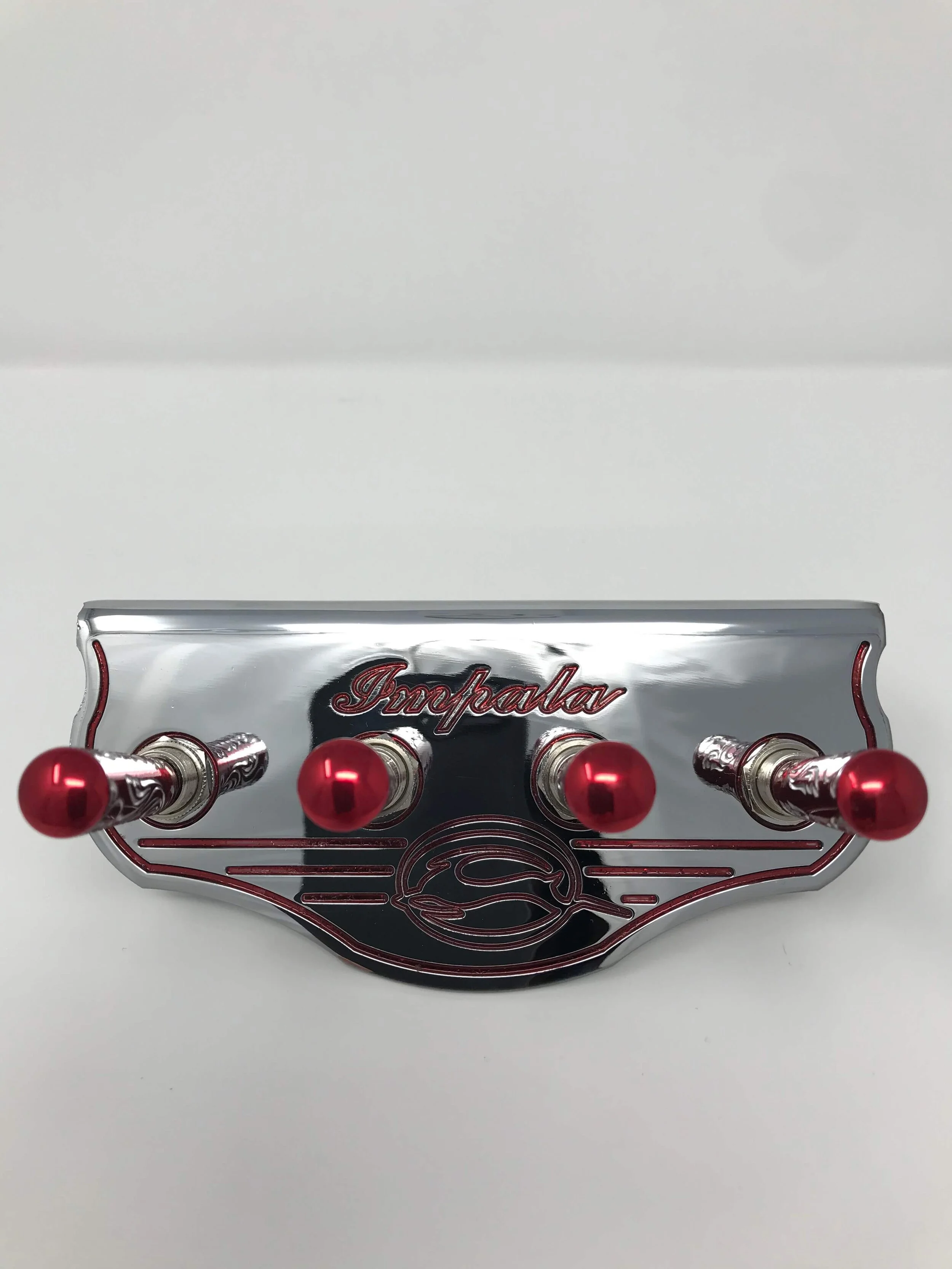 lowrider hydraulics switches engraved silver candy apple red impala fams.JPG