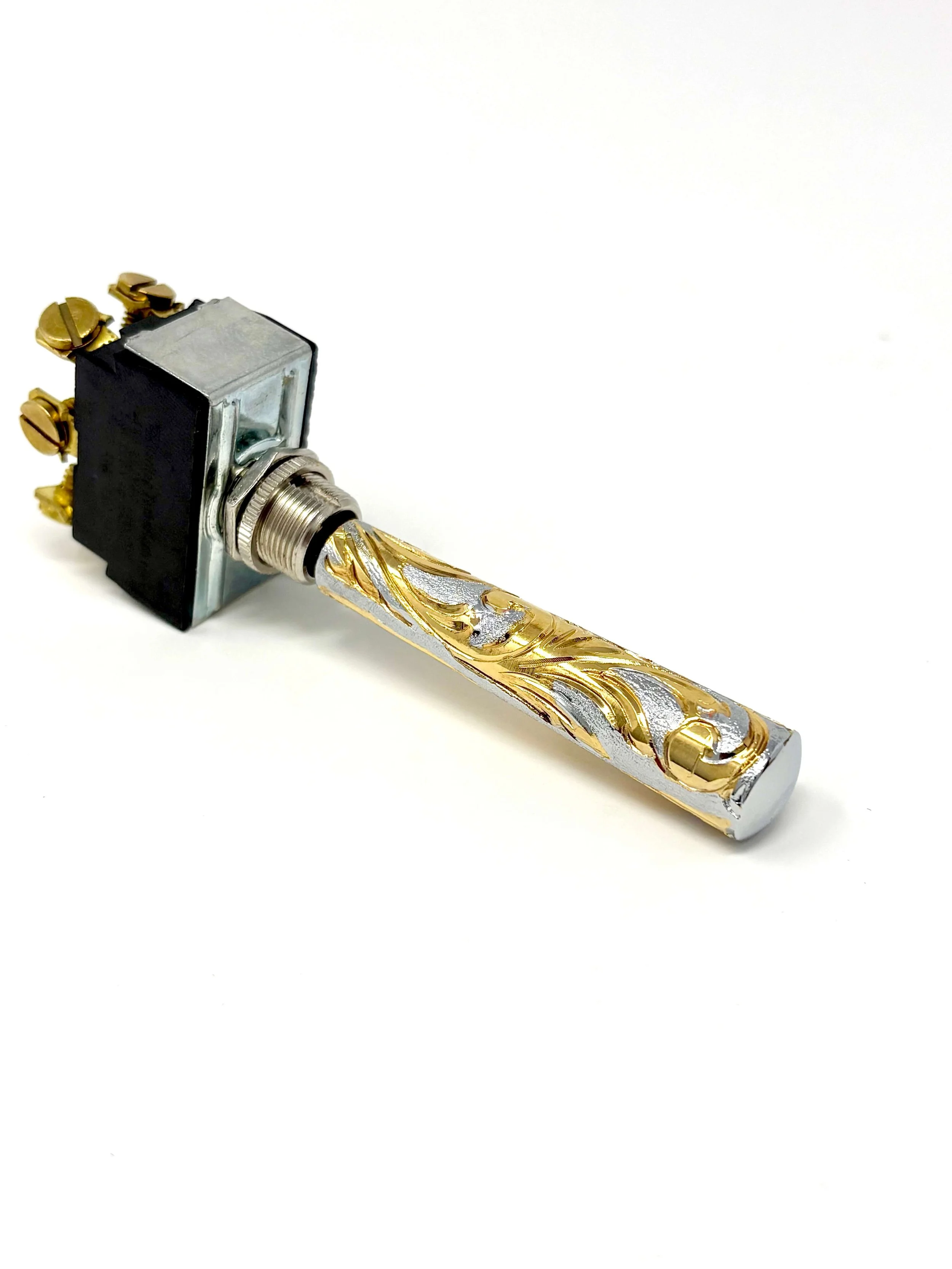 Two Tone Gold / Chrome Engraved Toggle Switch Extension Extended