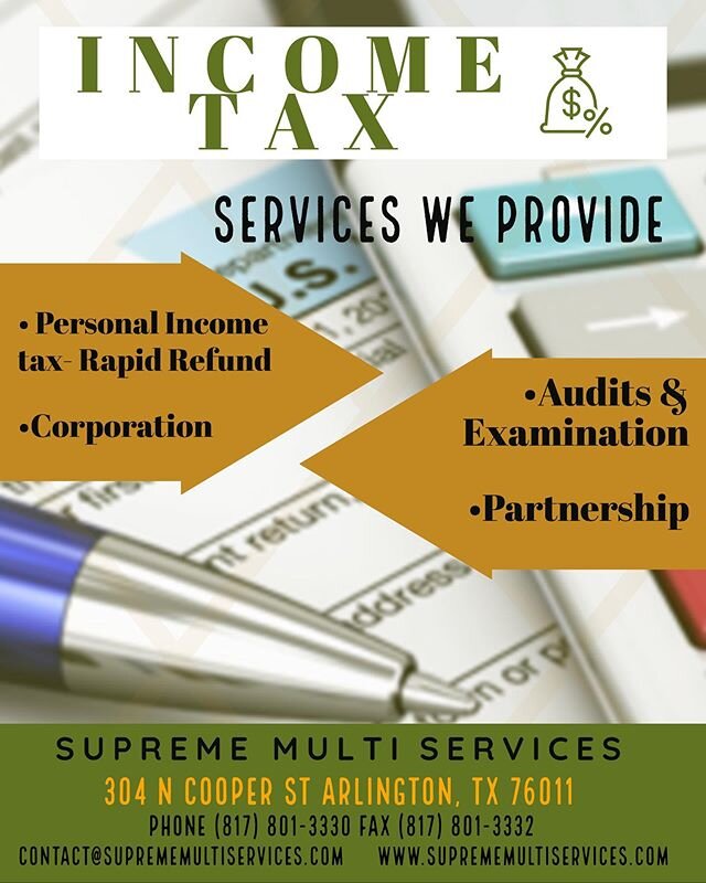 Corporate Returns are due March 15, have you filed yours? We are here until 9pm, and ready to help! Haven&rsquo;t started totaling your expenses? We can help with that too! Visit our website for helpful information: www.suprememultiservices.com 
Or c