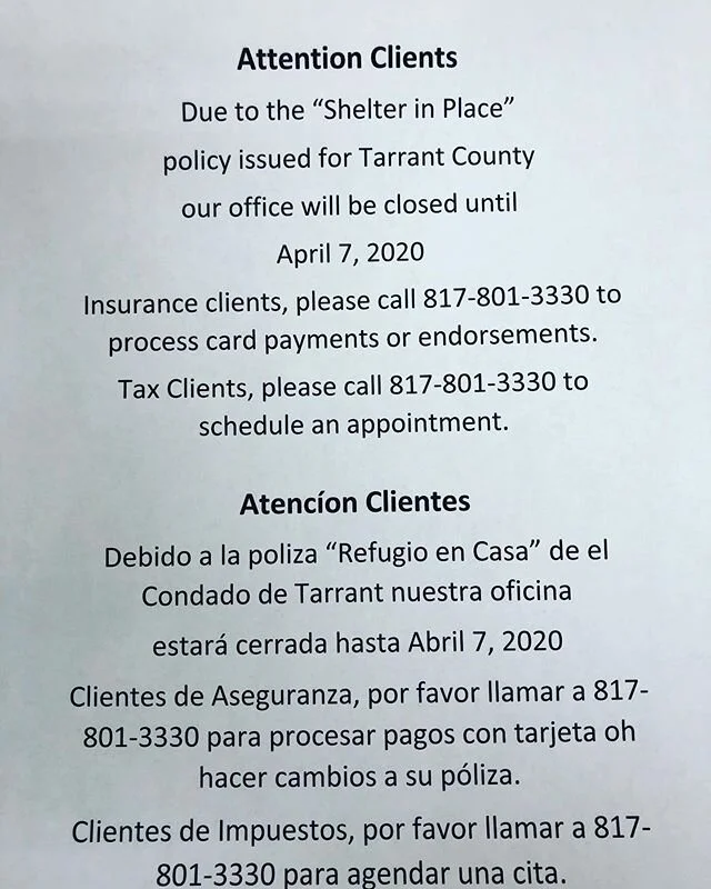 We believe that the health and well being of our community is what matters most, we hope to do our part to help stop the spread of infection, we only regret that we will not physically be here to help our clients. We thank you for your cooperation an