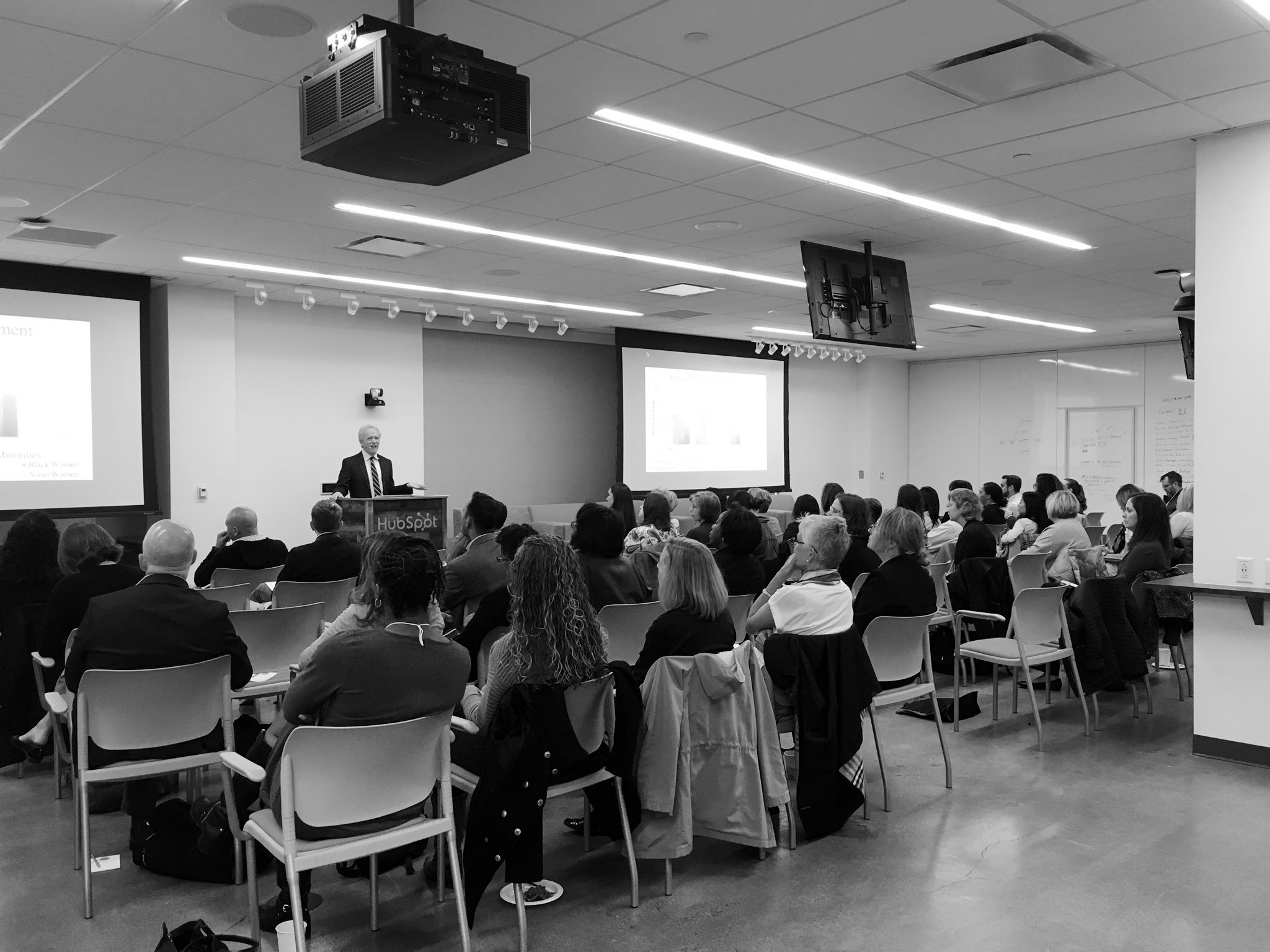 Harvard Professor Frank Dobbin gives presentation on diversity management at BWWC 100% Talent Compact event | 10.24.2019