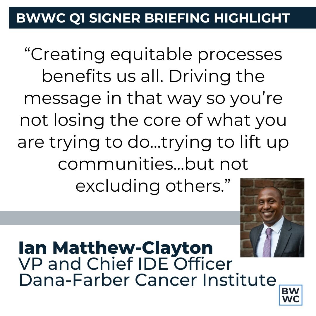 Ian Matthew-Clayton, VP and Chief IDE Officer of the Dana-Farber Cancer Institute shared key components to a successful Diversity, Equity, and Inclusion (DEI) work during our Q1 Signer Briefing Session. 

Hear more from Ian and our other speakers and