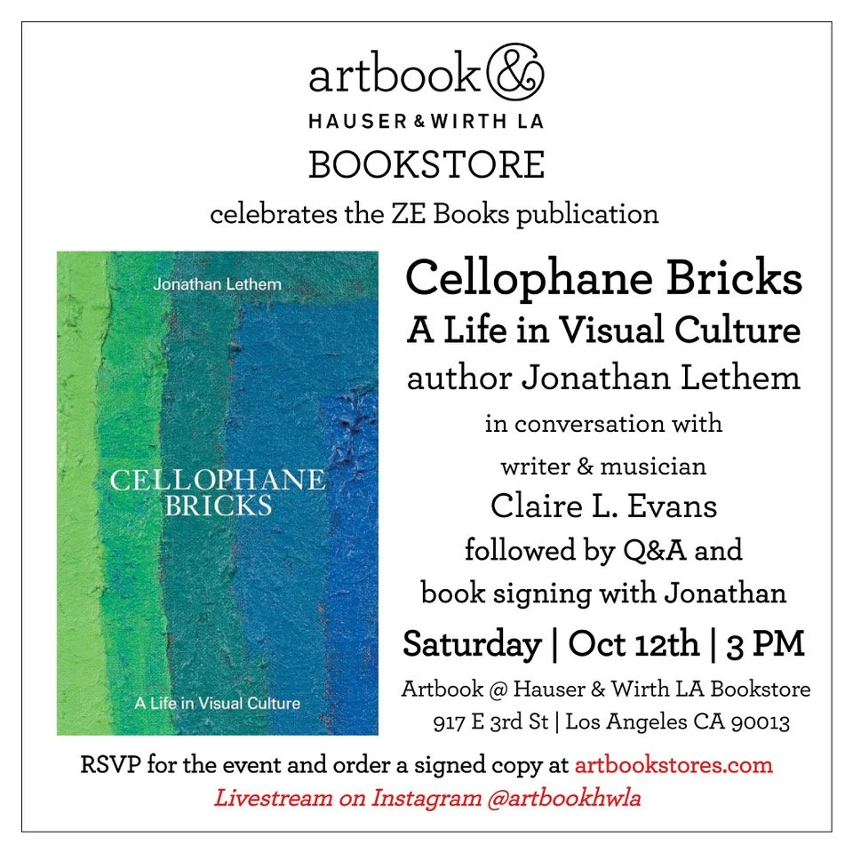 Oct 12: Jonathan Lethem Presents at Artbook @ Hauser & Wirth with Claire L. Evans