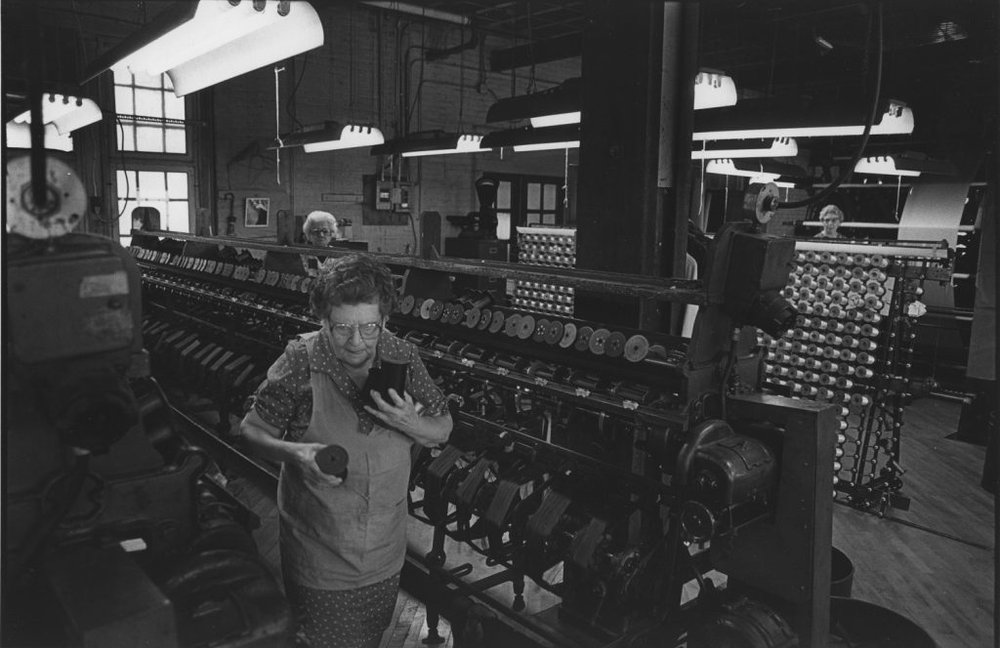 Irene Clauser, at work in the Catoir silk mill in Allentown in 1981.  Ken Bloom, NCM Collection