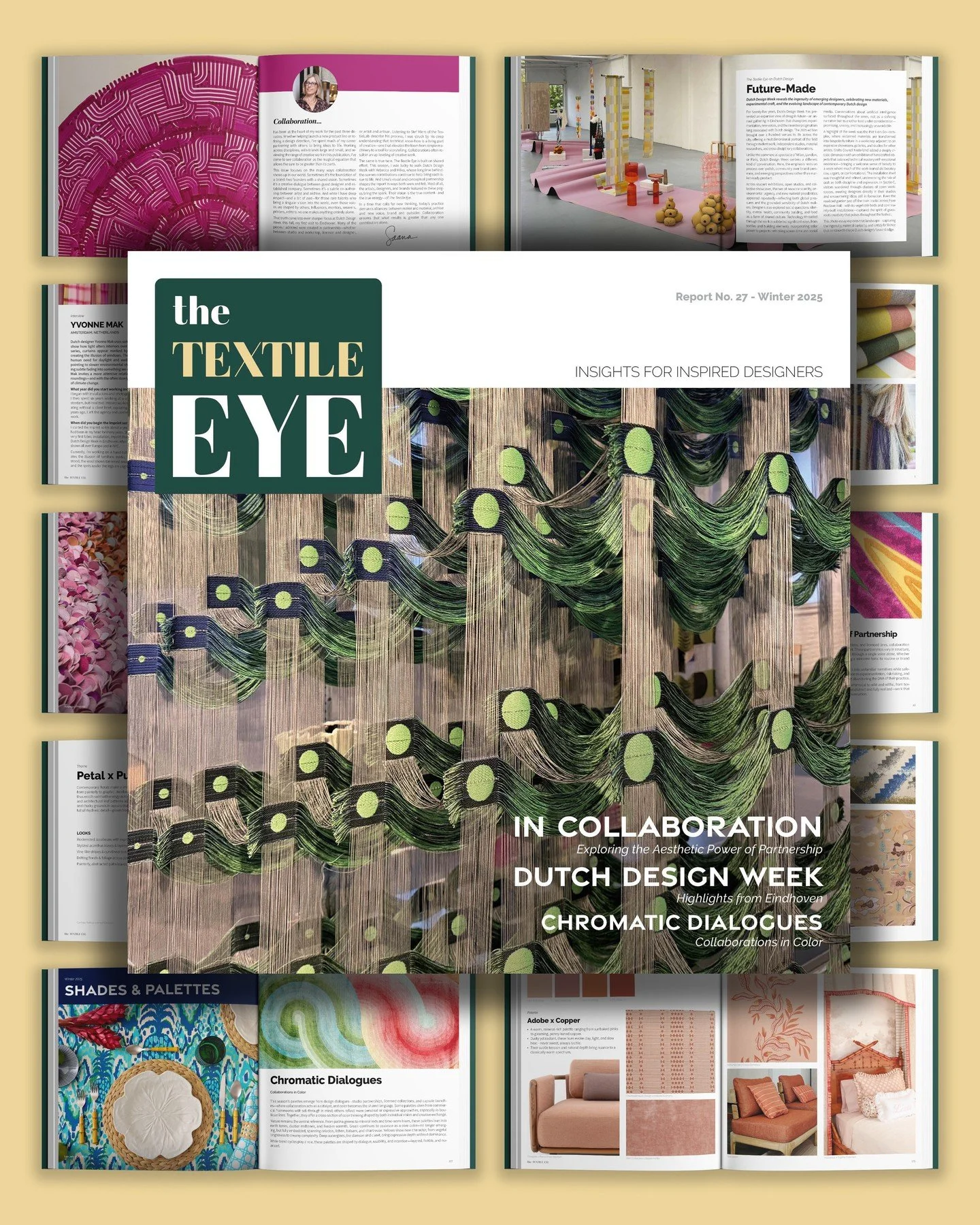 New report out now⁠
The Textile Eye &ndash; Report 27: In Collaboration &amp; Dutch Design Week @dutchdesignweek⁠
Our newest report looks at how partnerships between artists, brands, archives, and labs are shaping today&rsquo;s textiles and interiors