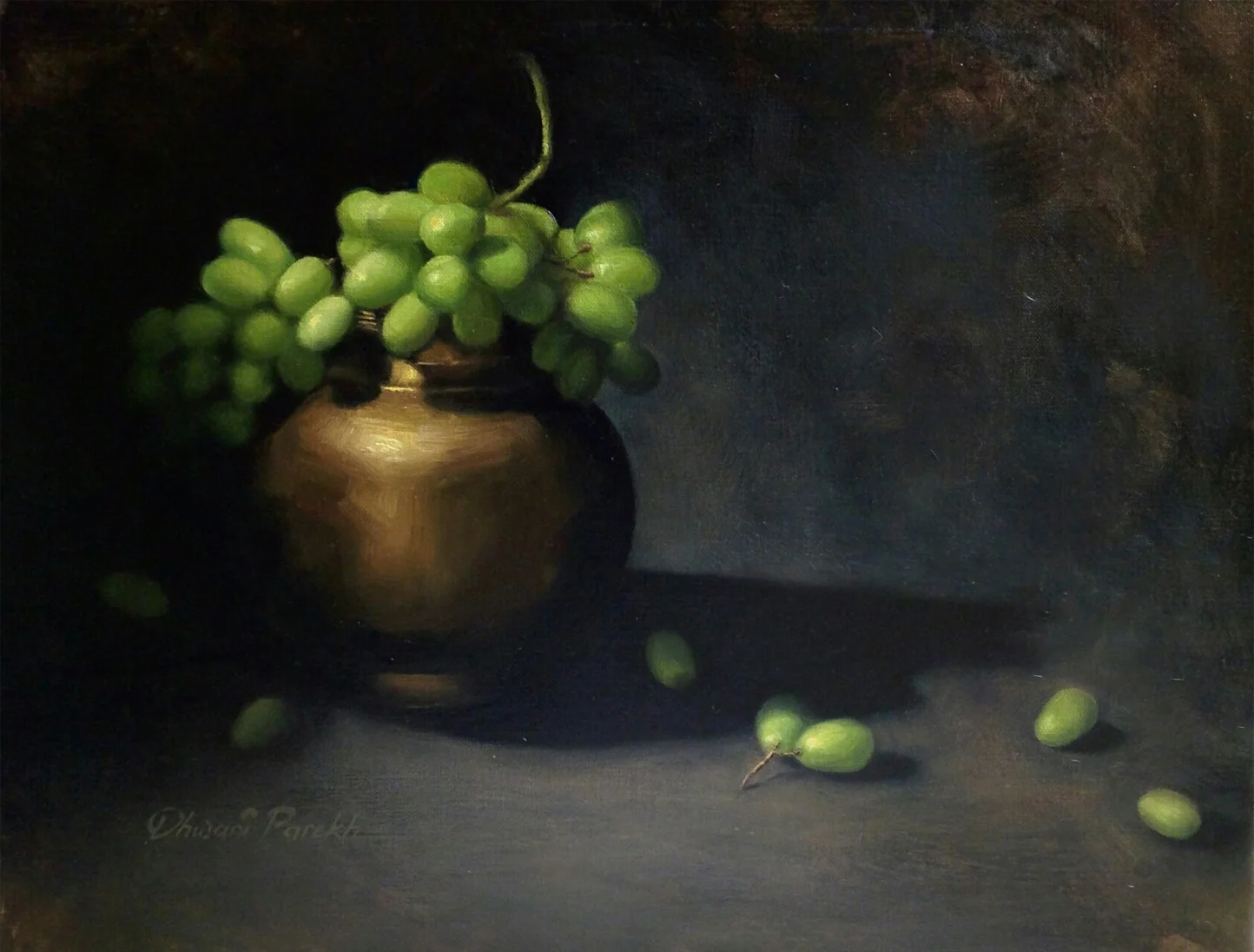Brass and Grapes 20 x 16 Oil on Canvas
