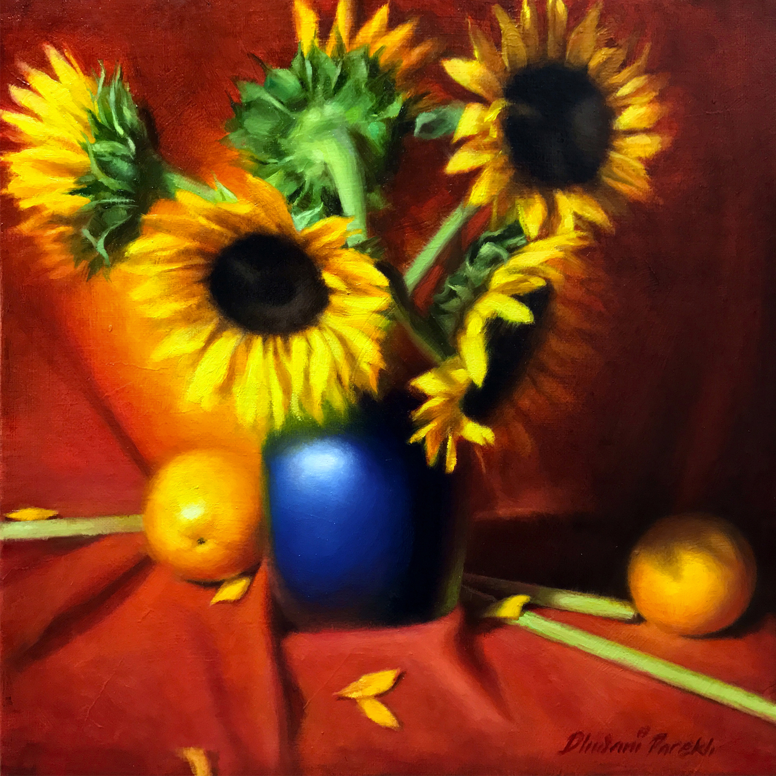  Sunflowers  15 x 15  Oil on Canvas 