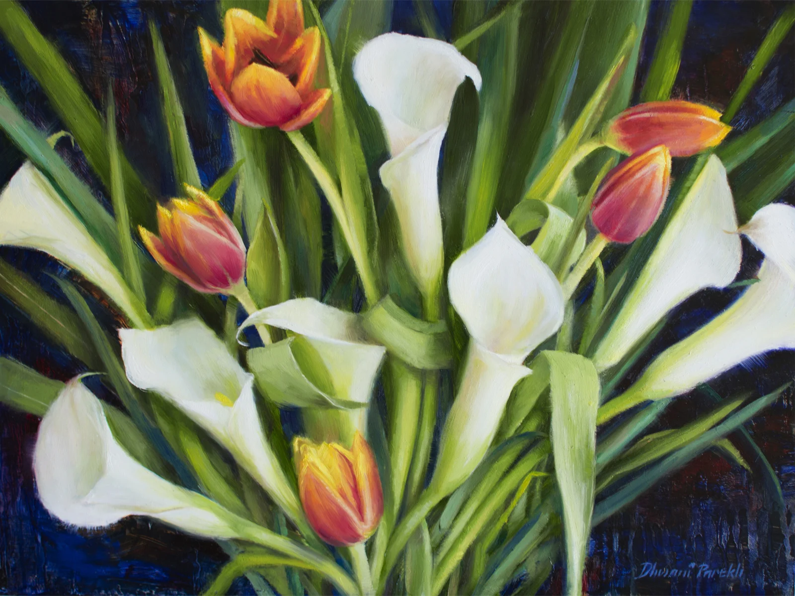 Midnight Bloom 16 x 12 Oil on Panel