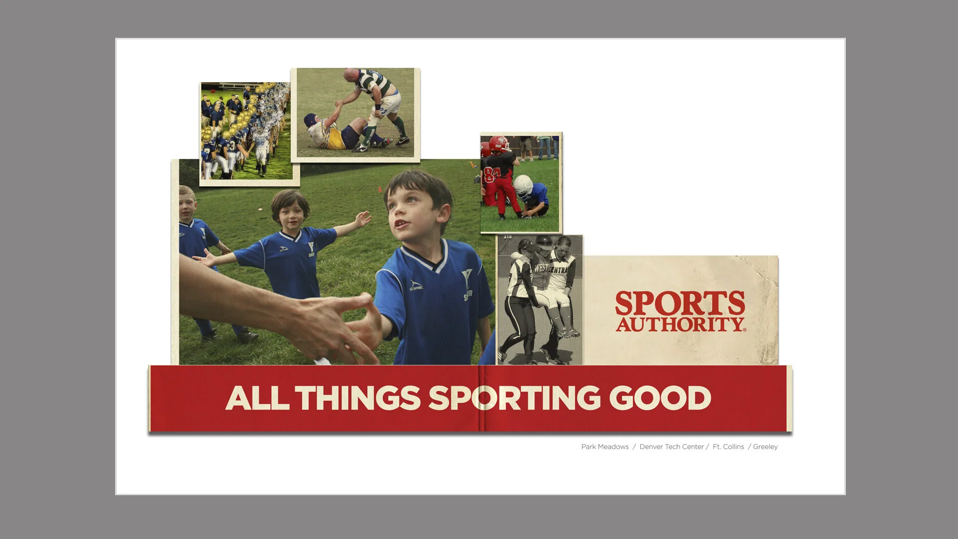 Sports Authority concept development and art direction by Lonnie Weis and Jeff Odiorne.