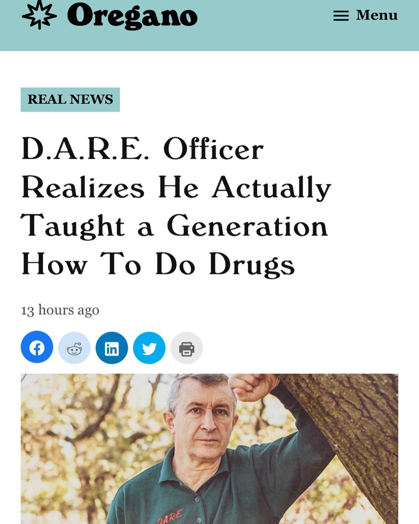 Like if you had D.A.R.E. when you were a kid. SHARE if my dad was your  D.A.R.E. Officer. 

You can read and share the full article at oregano.com 

#satire #dare #dareofficer #lastprisoner