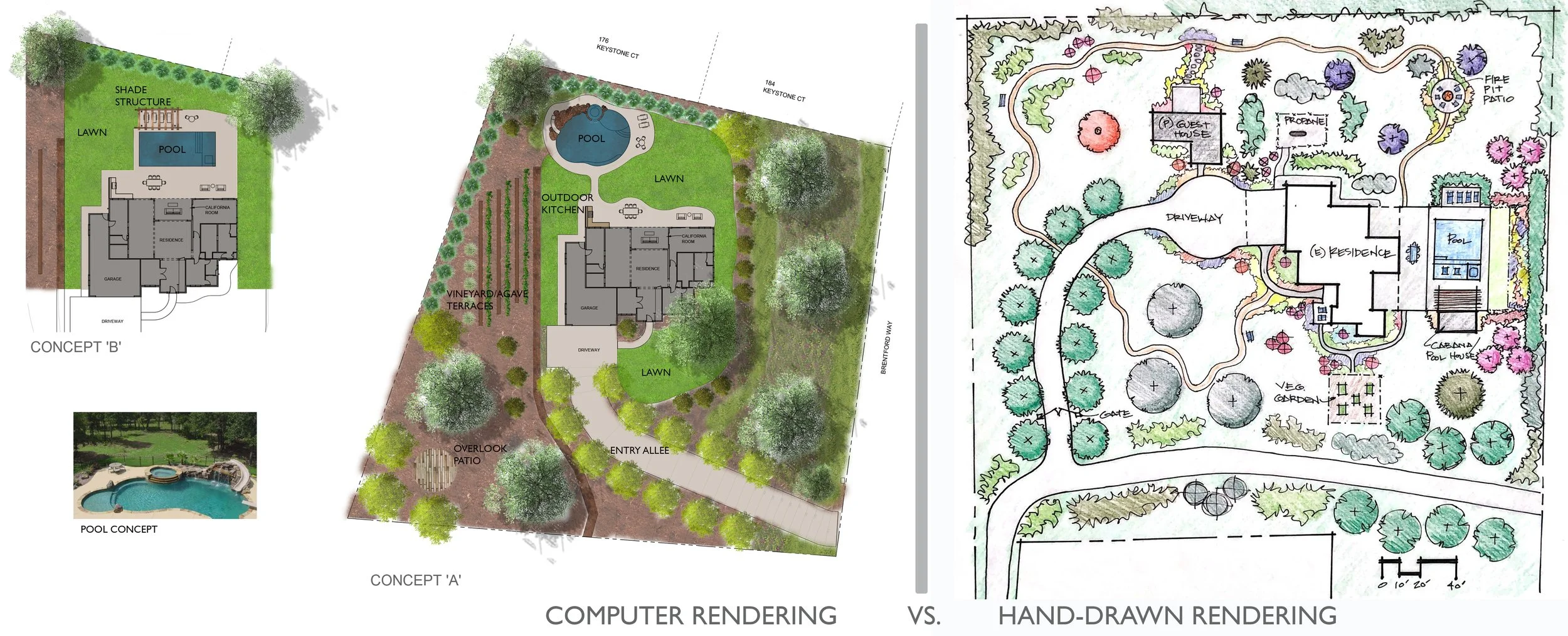 Conceptual Landscape Design - Computer-Generated & Hand-Drawn Renderings