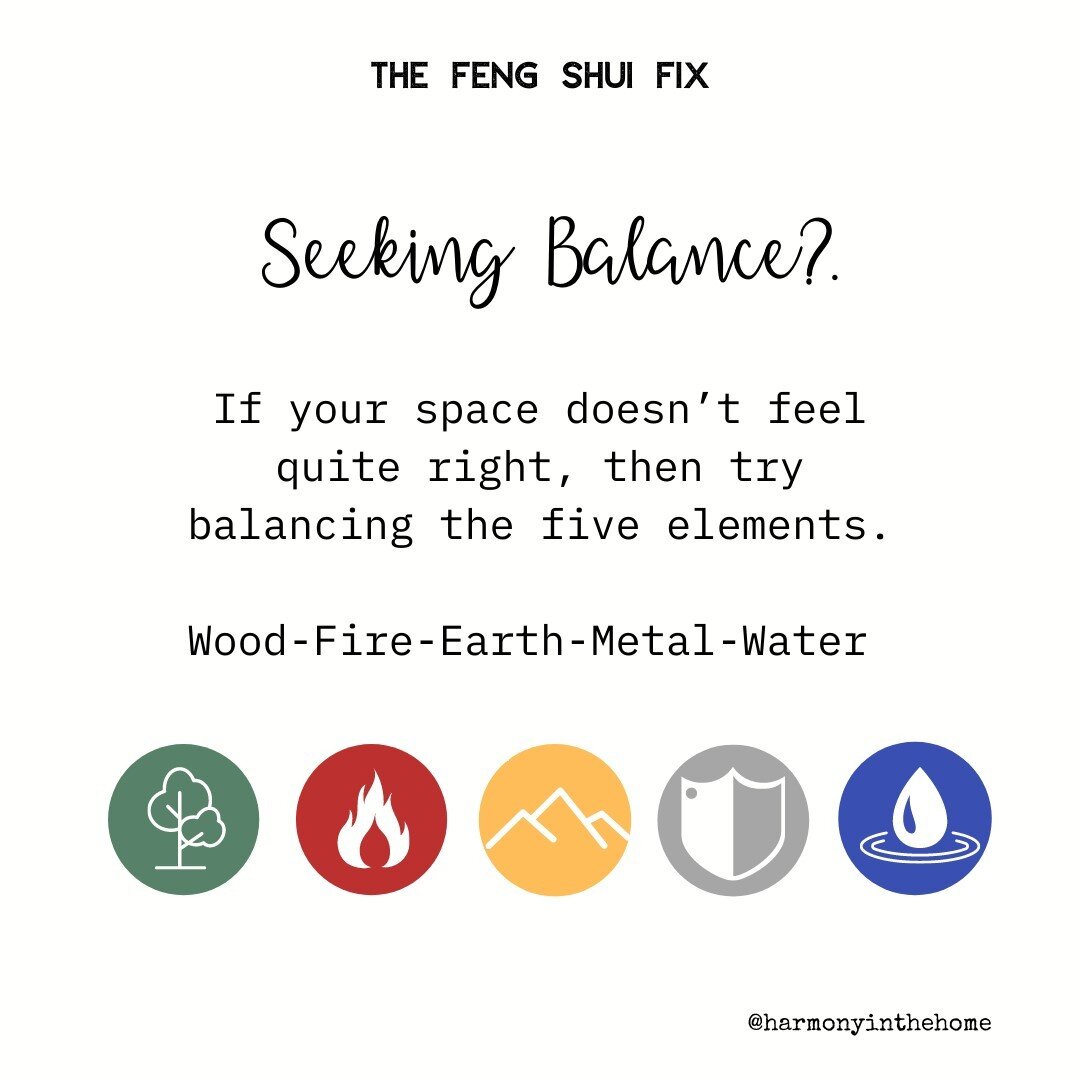 With Feng Shui, we look at our living spaces and aim to strike a balance with the natural world.  Our natural world is a balance of The Five Elements. ⠀⠀⠀⠀⠀⠀⠀⠀⠀
✨⠀⠀⠀⠀⠀⠀⠀⠀⠀
One way to create a calm and comfortable interior is to have a balanced repres