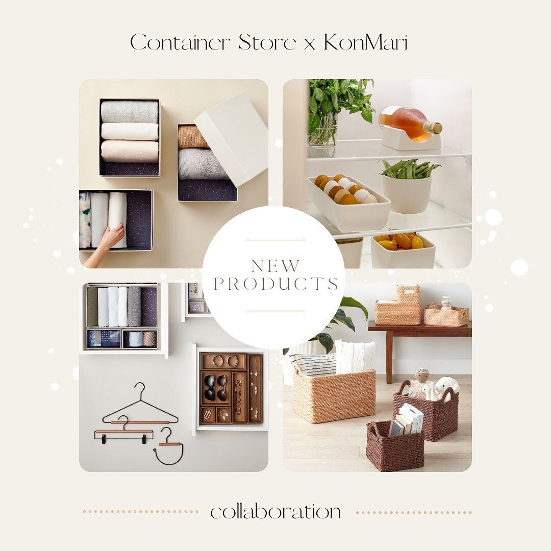 Exciting news... KonMari and The Container Store have launched an exclusive collaboration.
✨
The Container Store x KonMari collaboration unites the storage and organization of The Container Store with the tidy and joyful ethos of Marie Kondo!  It fea