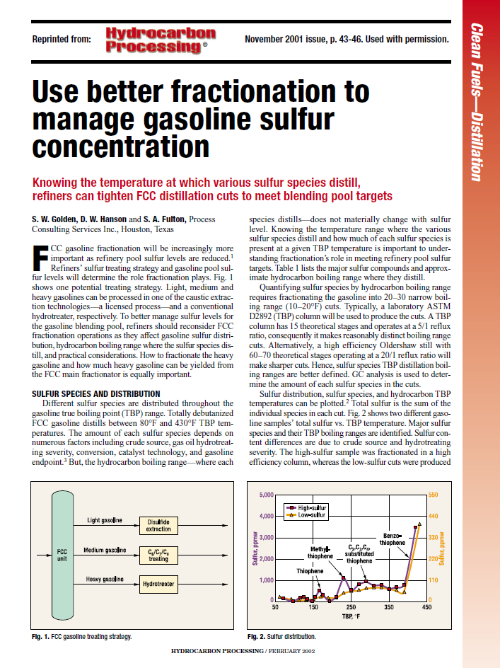 Use better fractionation to manage gasoline sulfur concentration