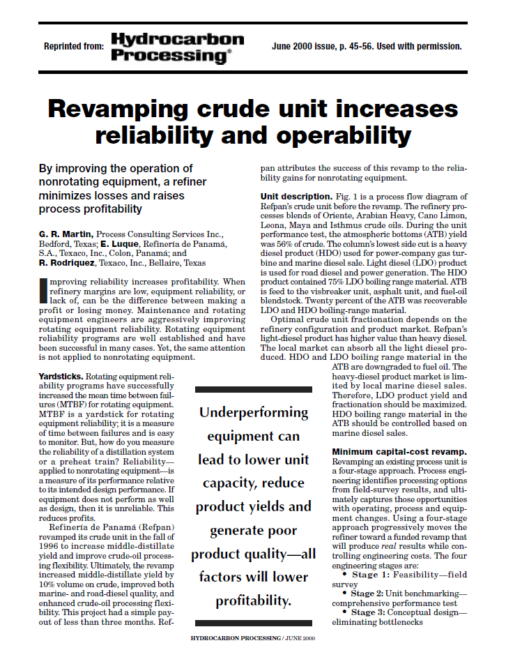 Revamping Crude Unit Increases Reliability and Operability