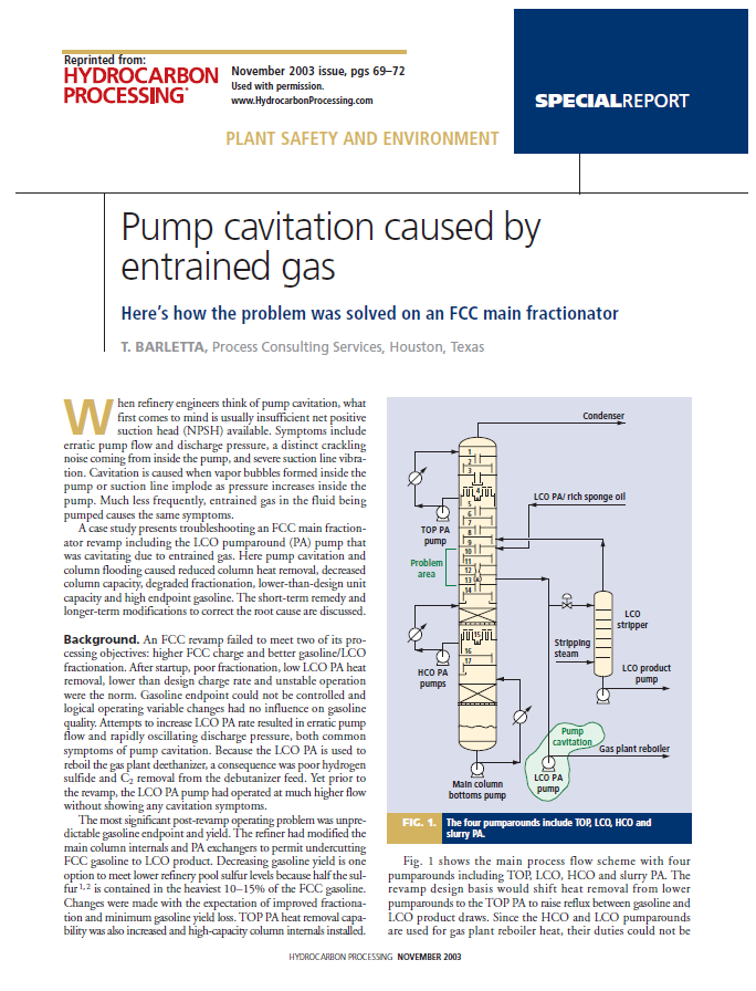 Pump Cavitation Caused By Entrained Gas