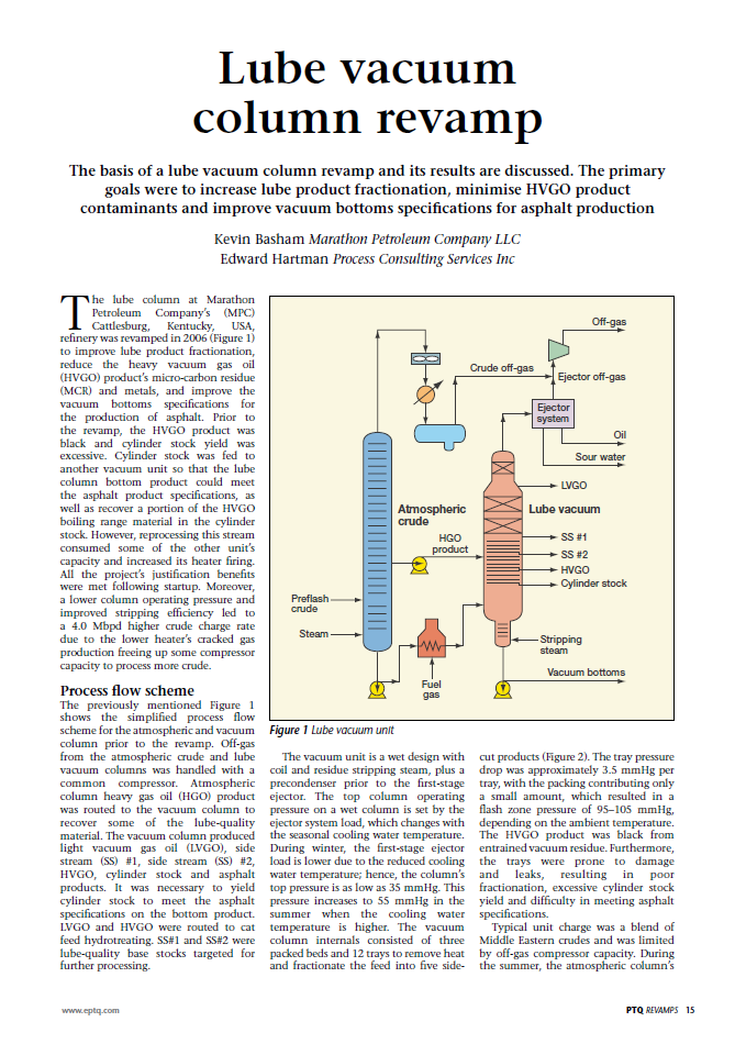 Lube Vacuum Column Revamp