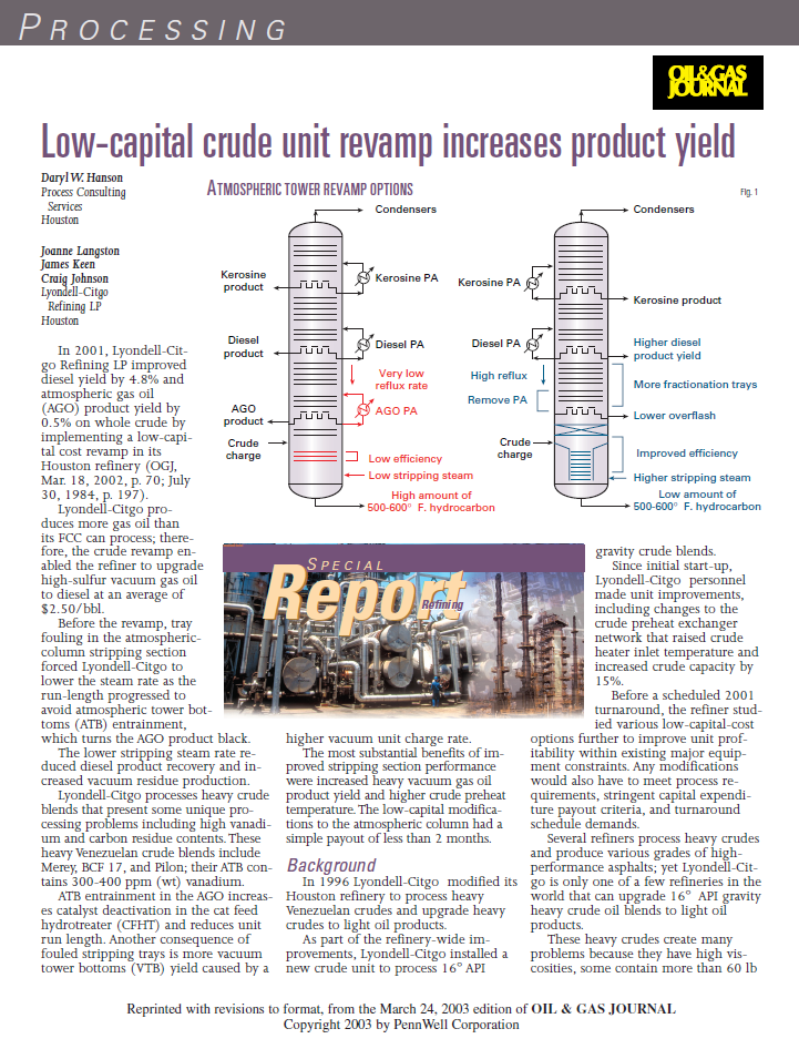 Low-capital Crude Unit Revamp Increases Product Yield