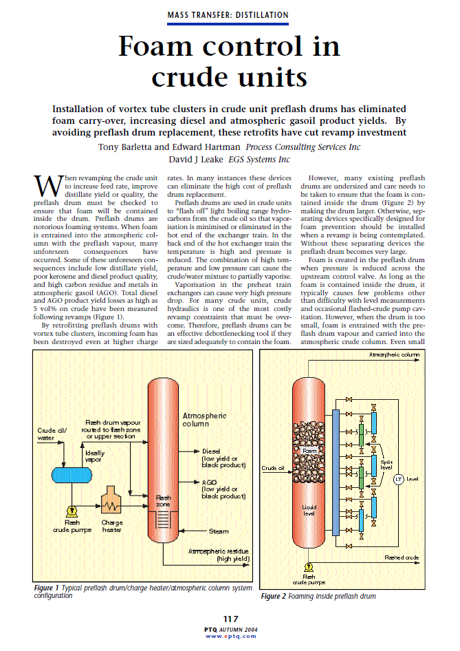 Foam Control in Crude Units