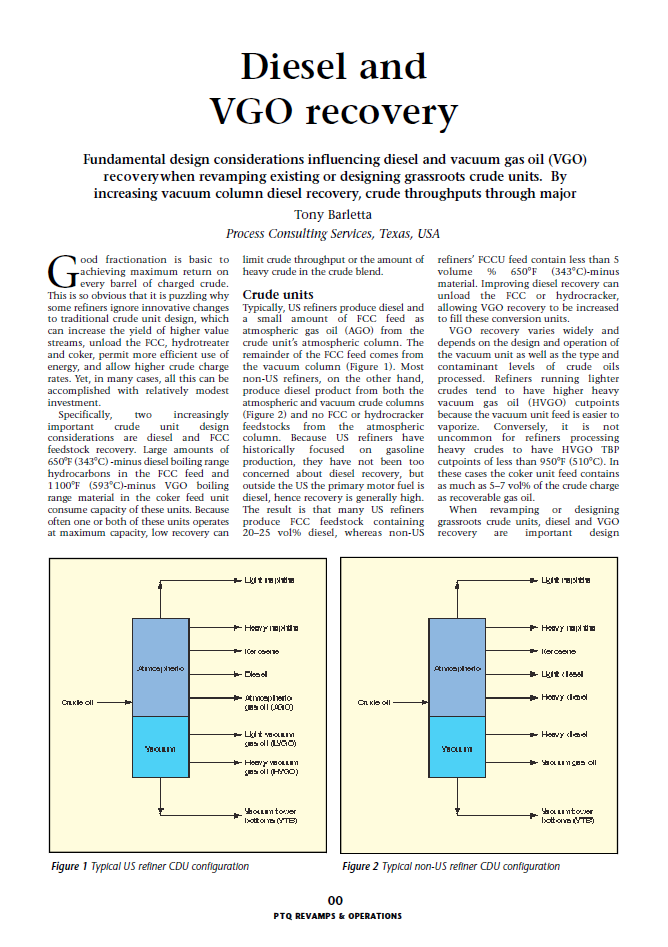 Diesel and VGO Recovery