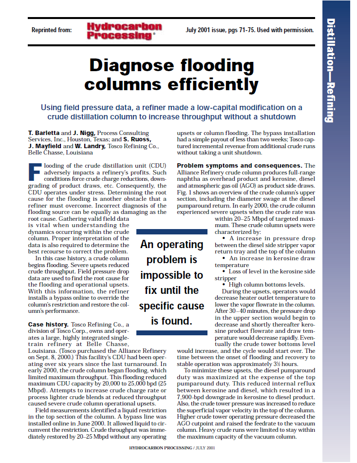 Diagnose Flooding Columns Efficiently 
